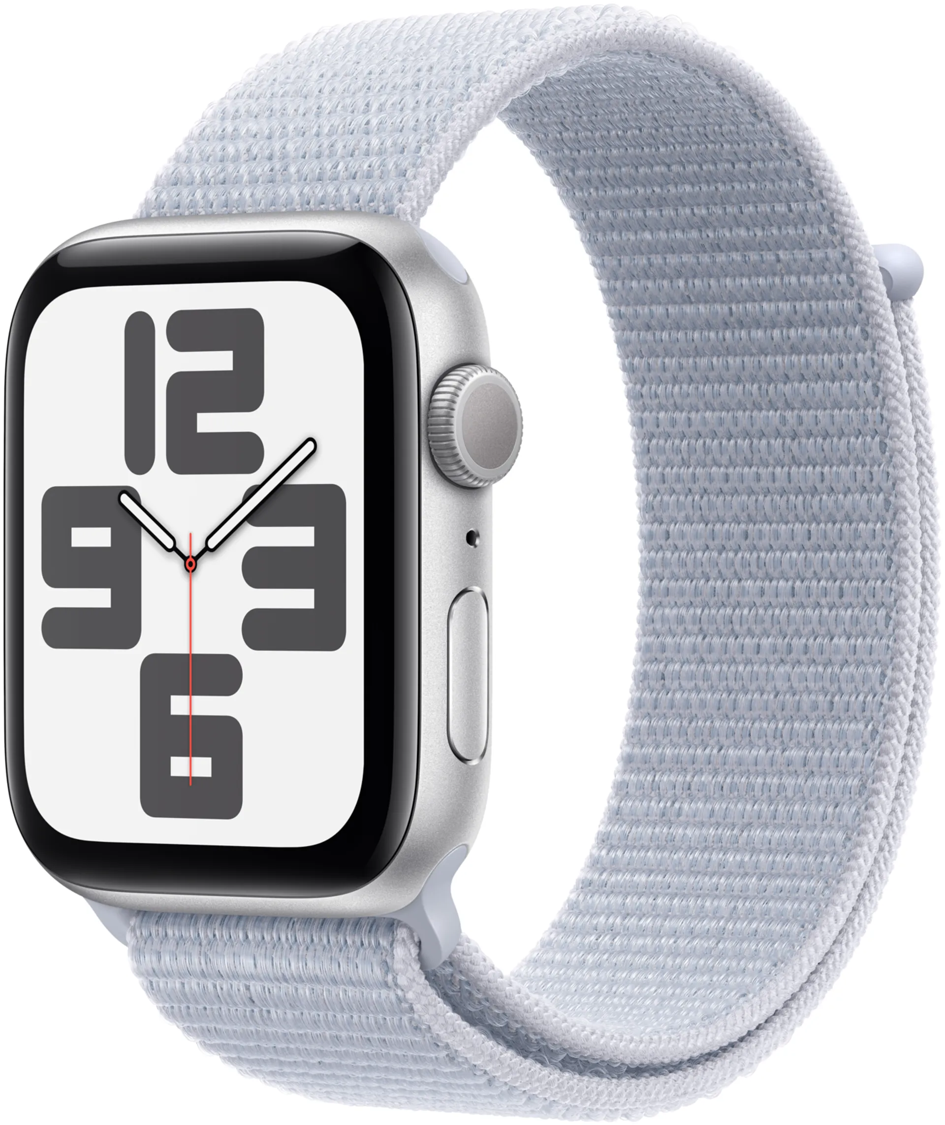 Apple Watch SE GPS 44mm hopeinen alumiinikotelo, blue cloud Sport Loop ranneke - MXET3QN/A - 2