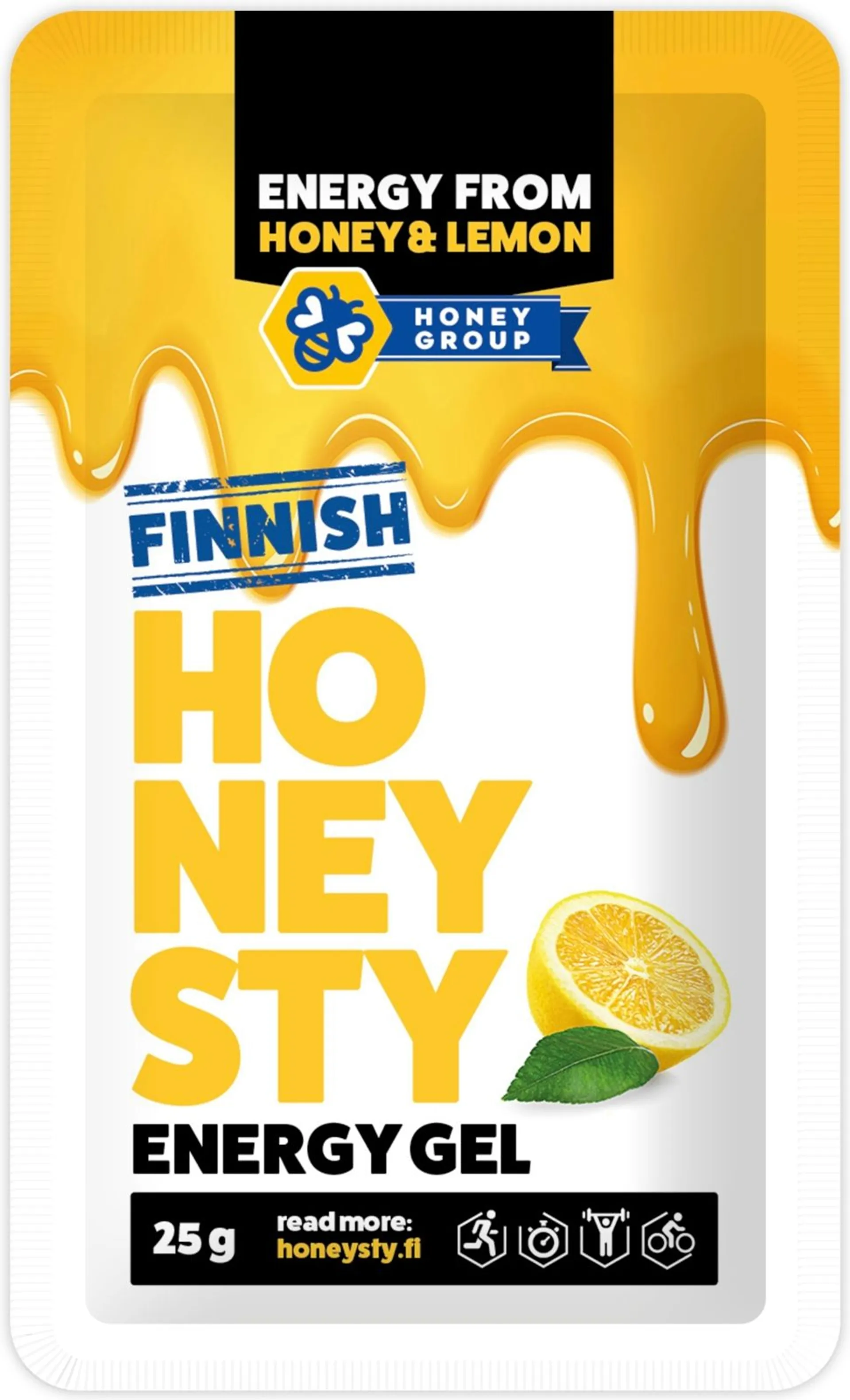 Honeysty energiageeli-hunajavalmiste, sitruuna 25g