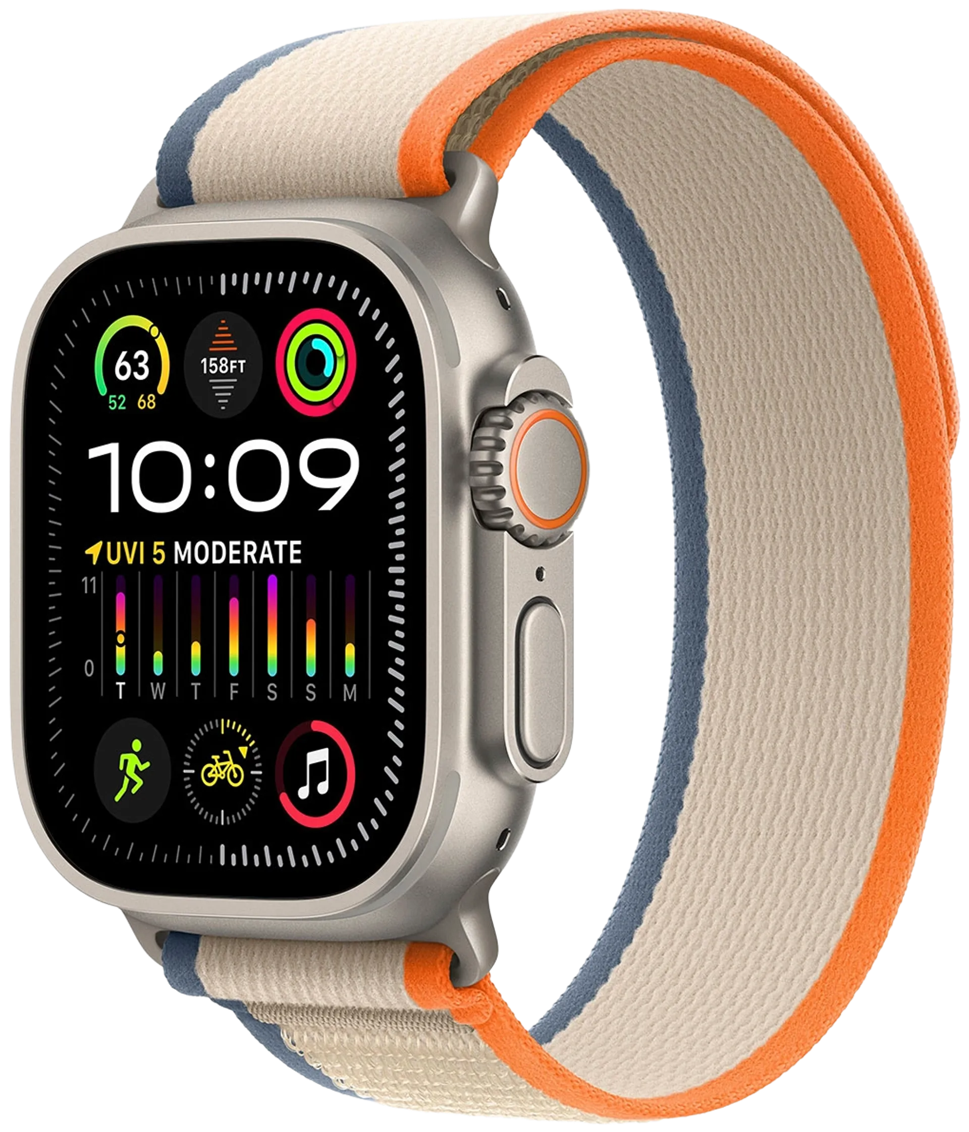 Apple watch Ultra 2 GPS + Cellular 49mm Titaani kotelo Oranssi/beige trail ranneke - M/L MRF23KS/A