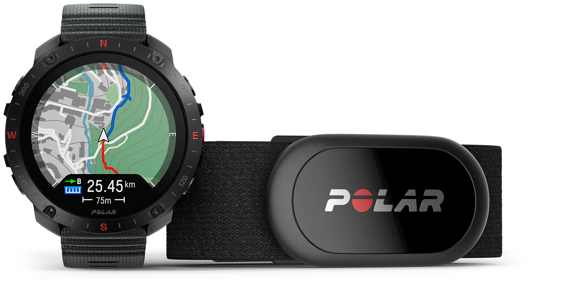 Polar Grit X2 Pro -urheilukello musta, silikoniranneke musta S-L + H10 sykesensori - 1