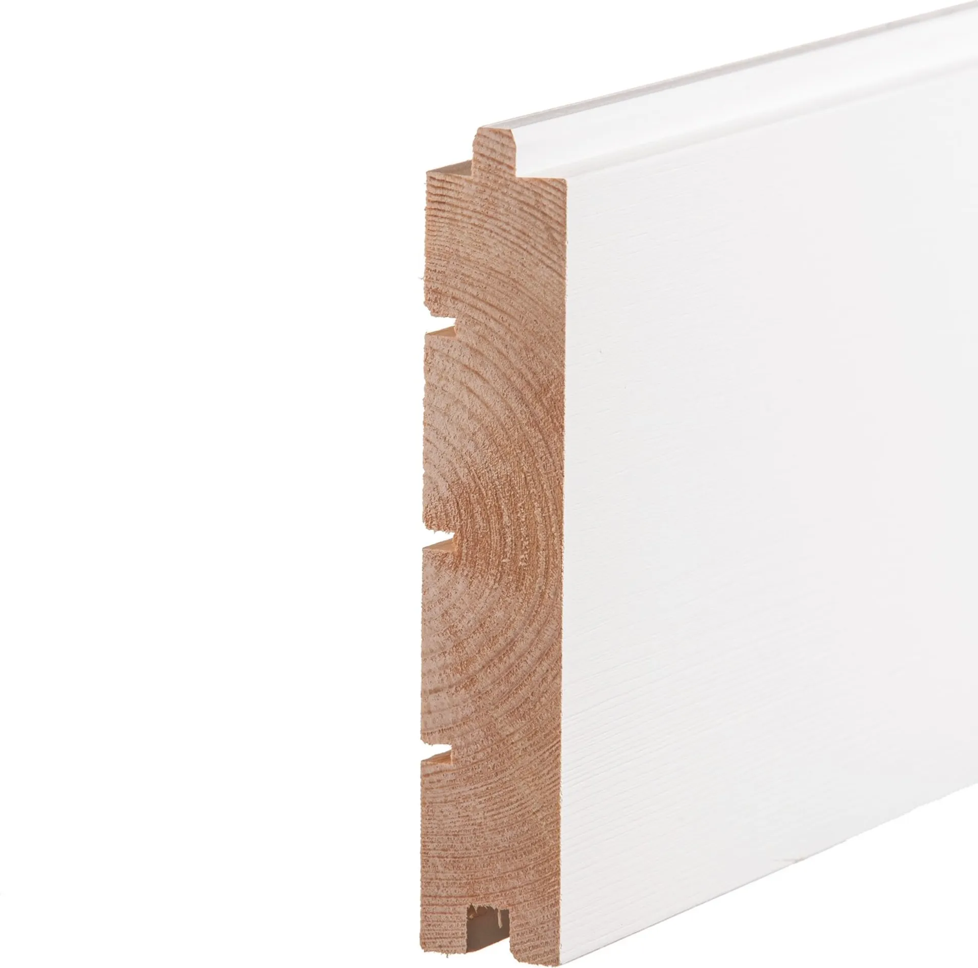 Aure Askel Lattialauta mänty 28 x 145 Premium 10 % PP harjattu maalattu valkoinen lattialauta - 1
