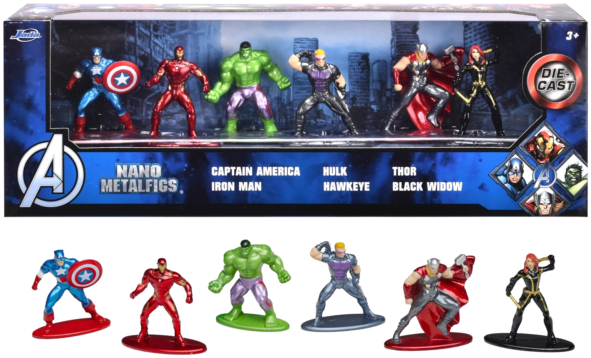 Jada Marvel Avengers keräilyhahmot, 4 cm, metallia (die-cast), 6 kpl/pakkaus - 1