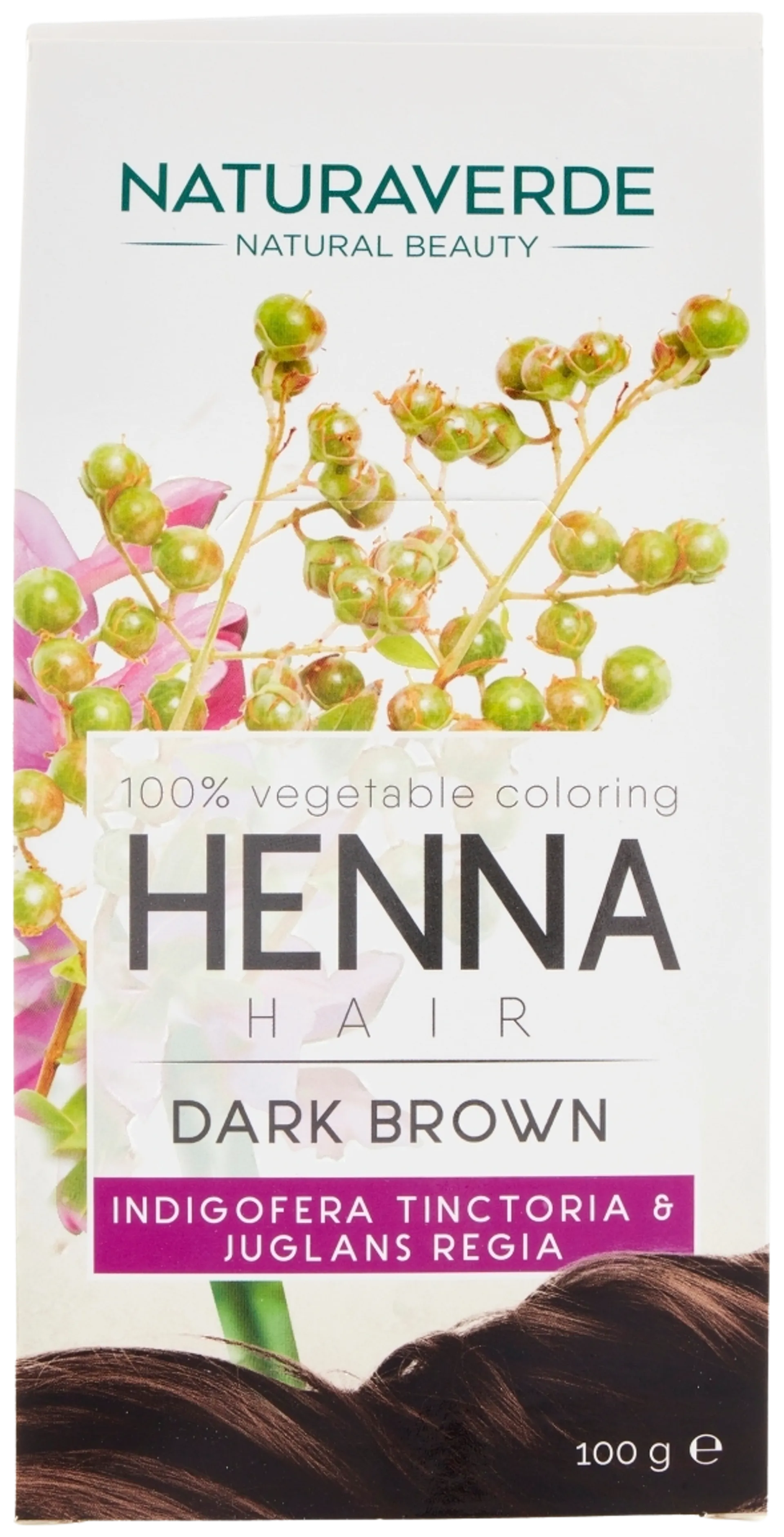 Naturaverde Henna 100% Vegetable Coloring Dark Brown hiusväri