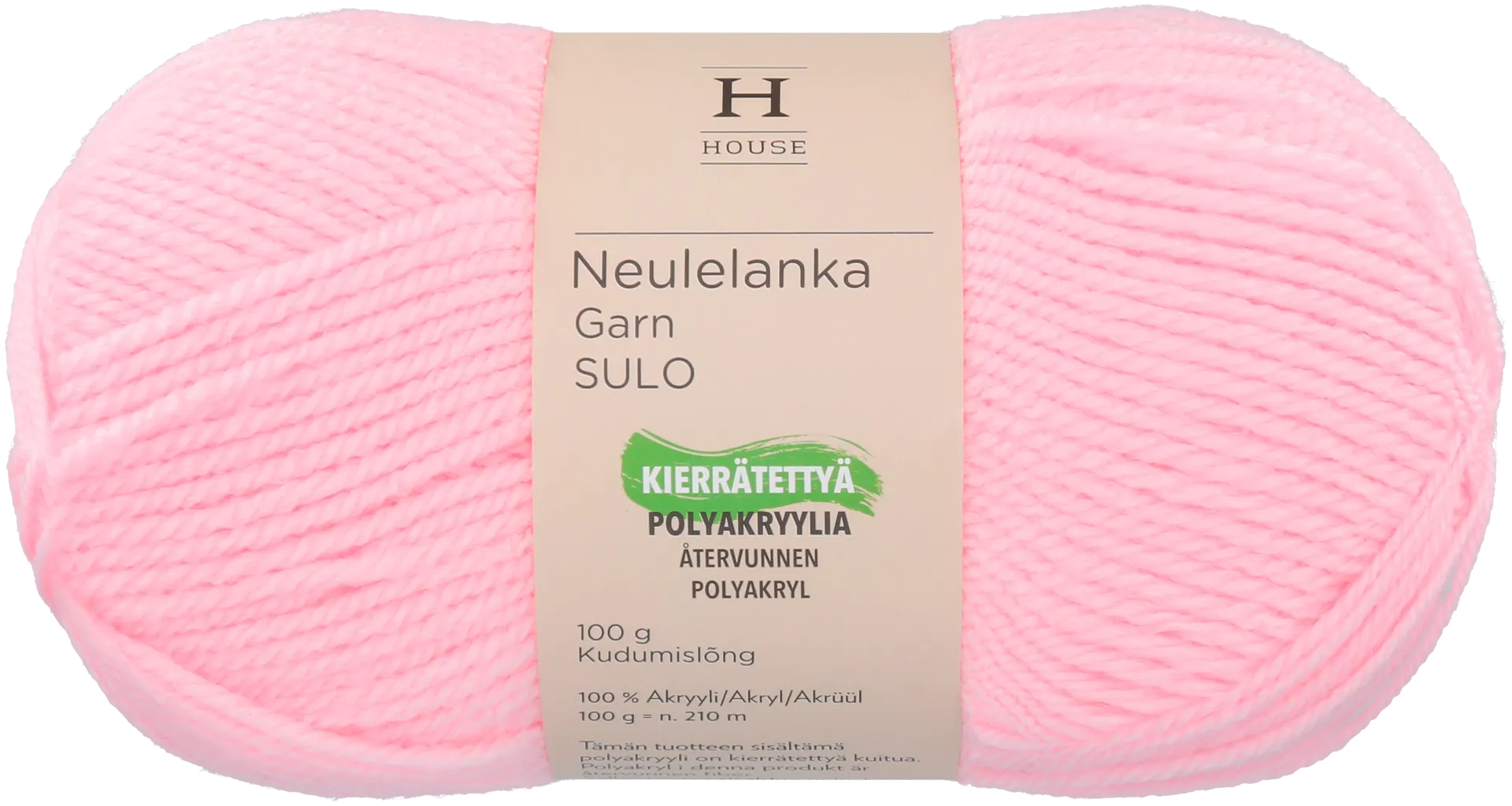 House neulelanka akryyli Sulo 100 g Light Pink 2197