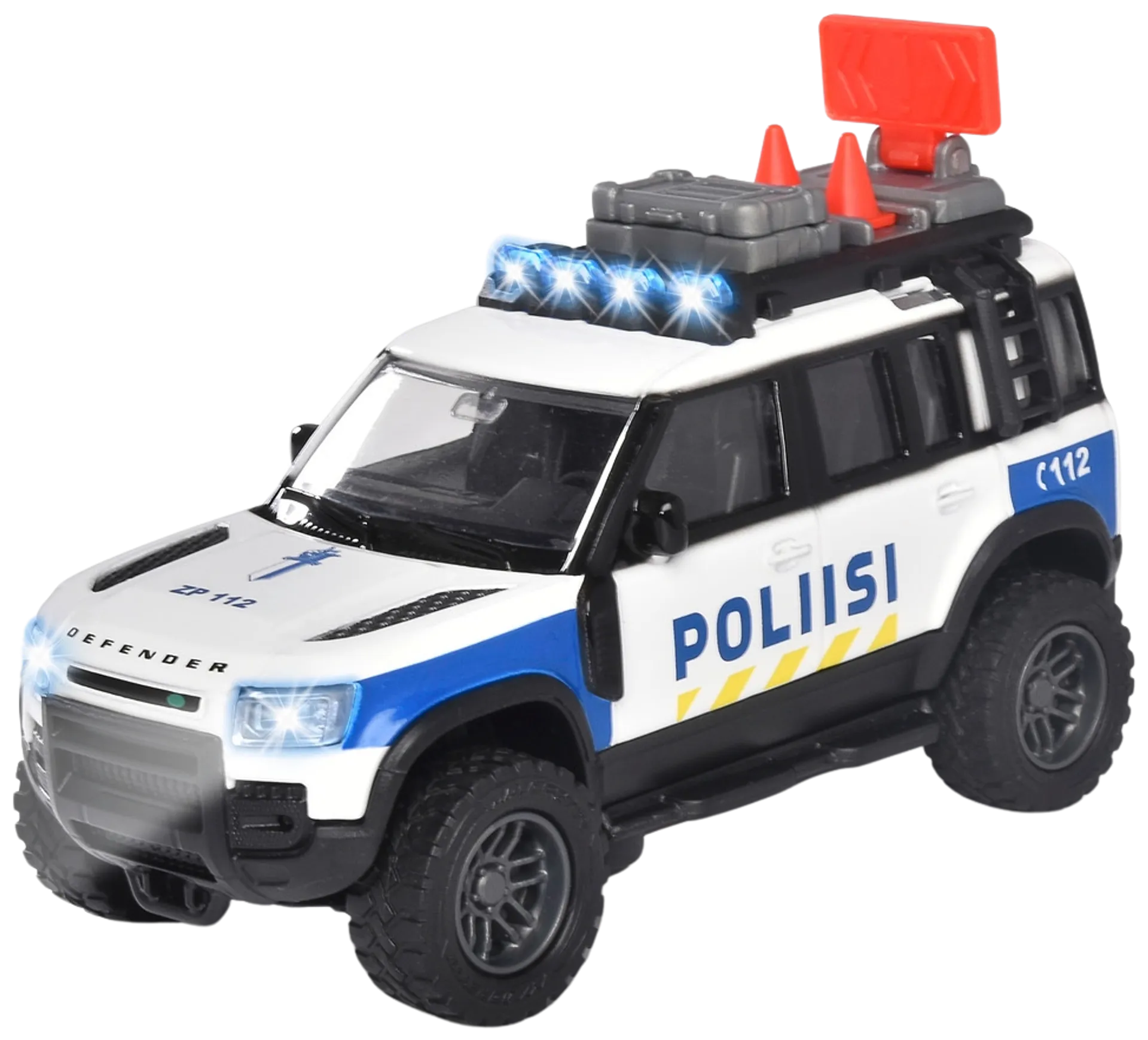 Majorette Grand Series Land Rover, suomalainen poliisiauto, valo- ja äänitoiminto, 12,5 cm - 2