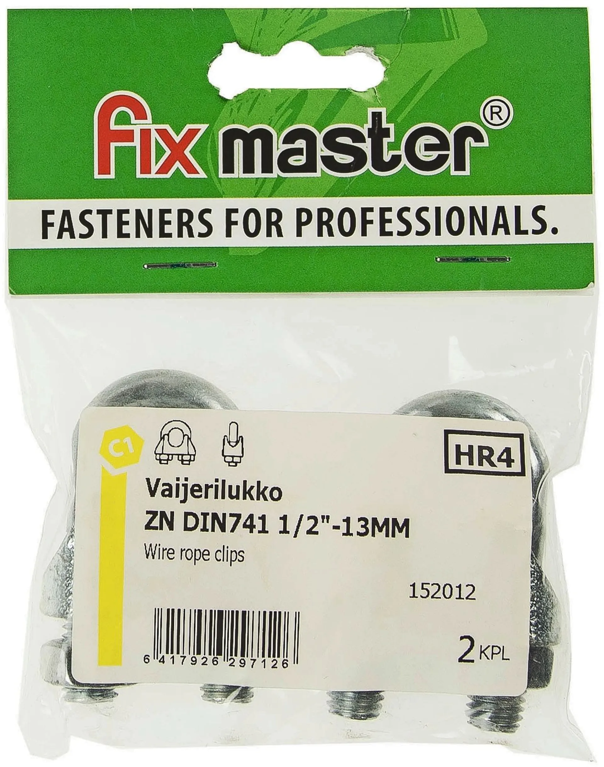 Fix Master vaijerilukko 1/2" - 13mm sinkitty 2kpl