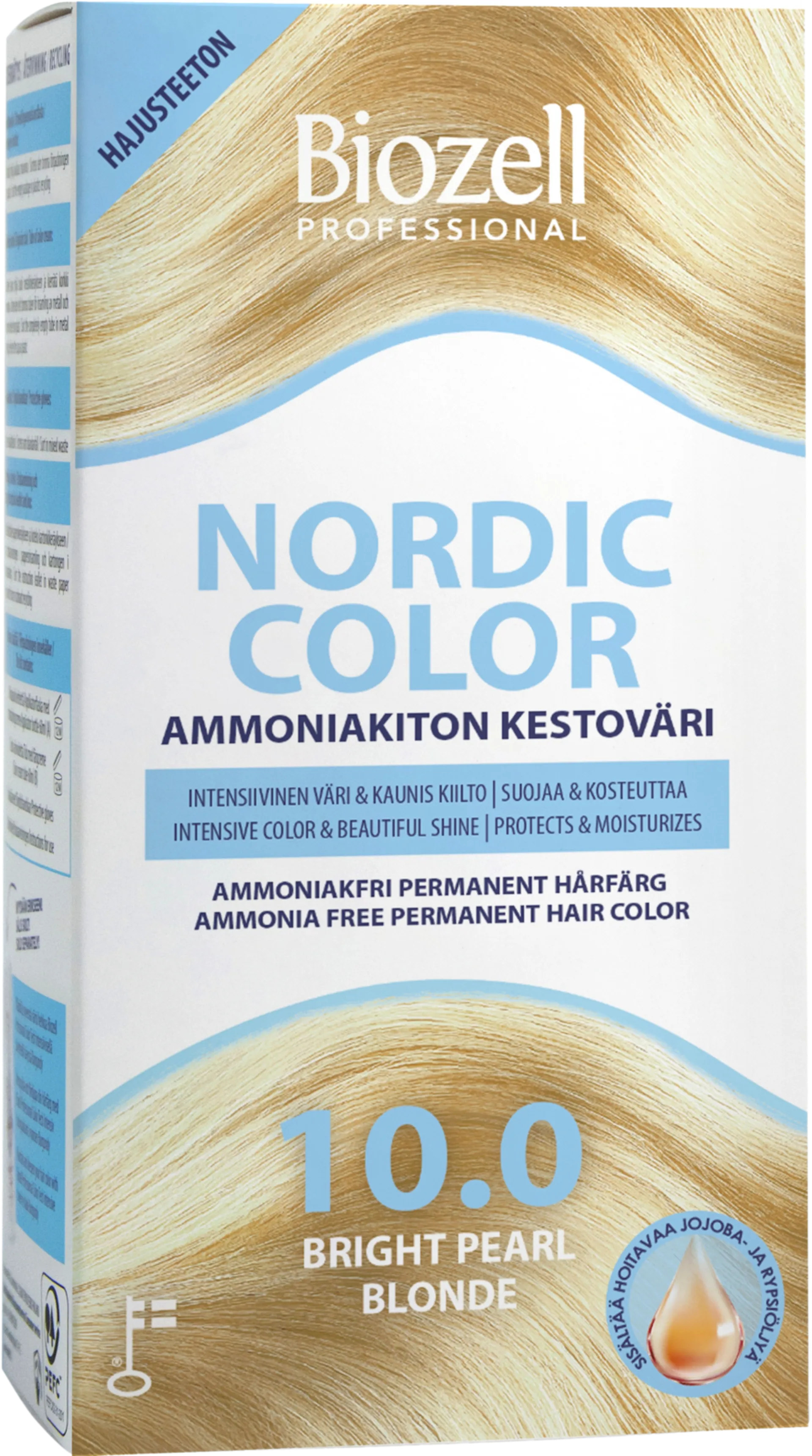 Biozell Professional Nordic Color ammoniakiton kestoväri Bright Pearl Blonde 10.0 2x60ml