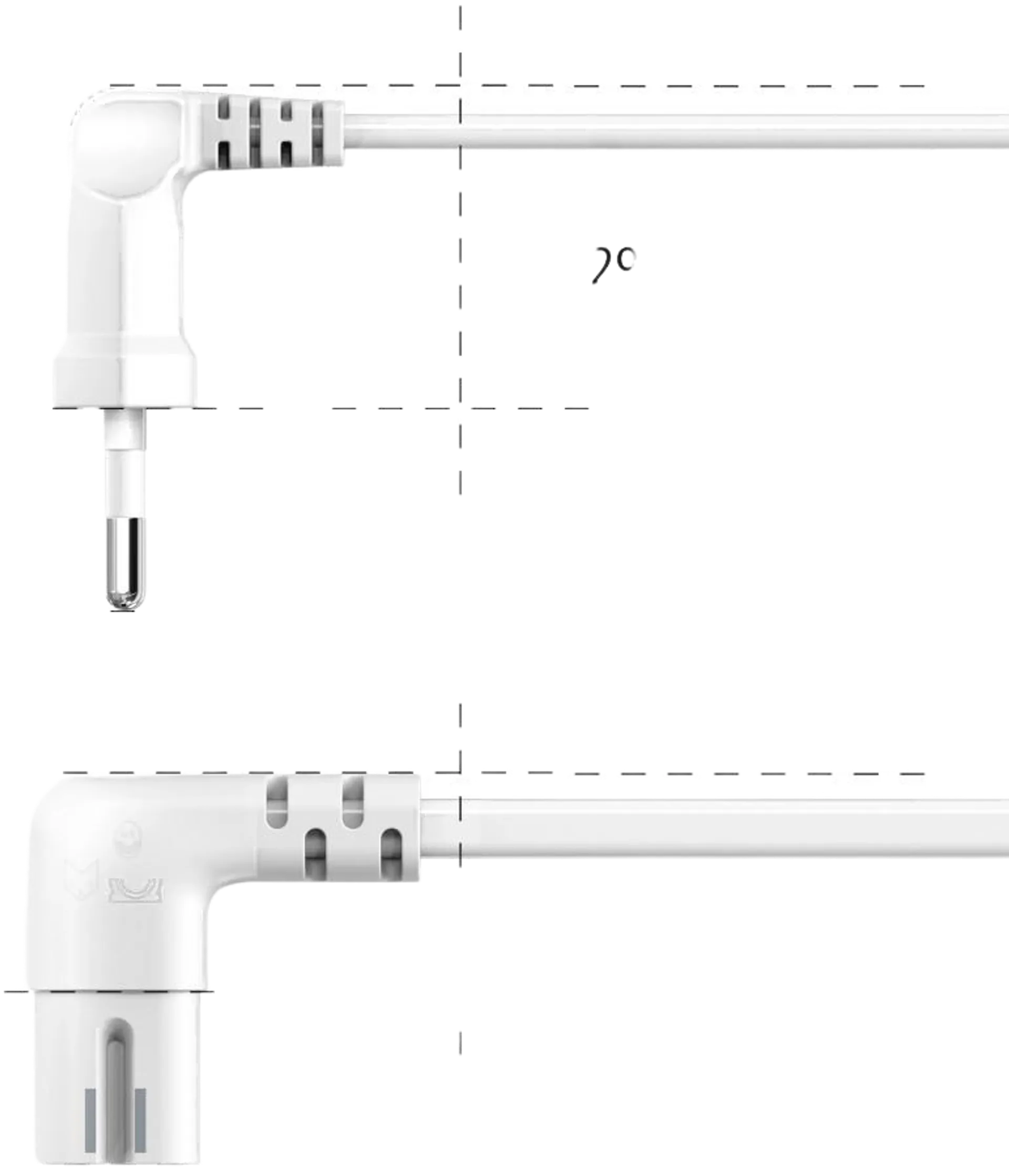 Hama Laitevirtajohto, CEE 7/16 (Type C/Euro plug) - 2-pin plug C7, 90° kulmalla, 3,0 m, valkoinen - 4