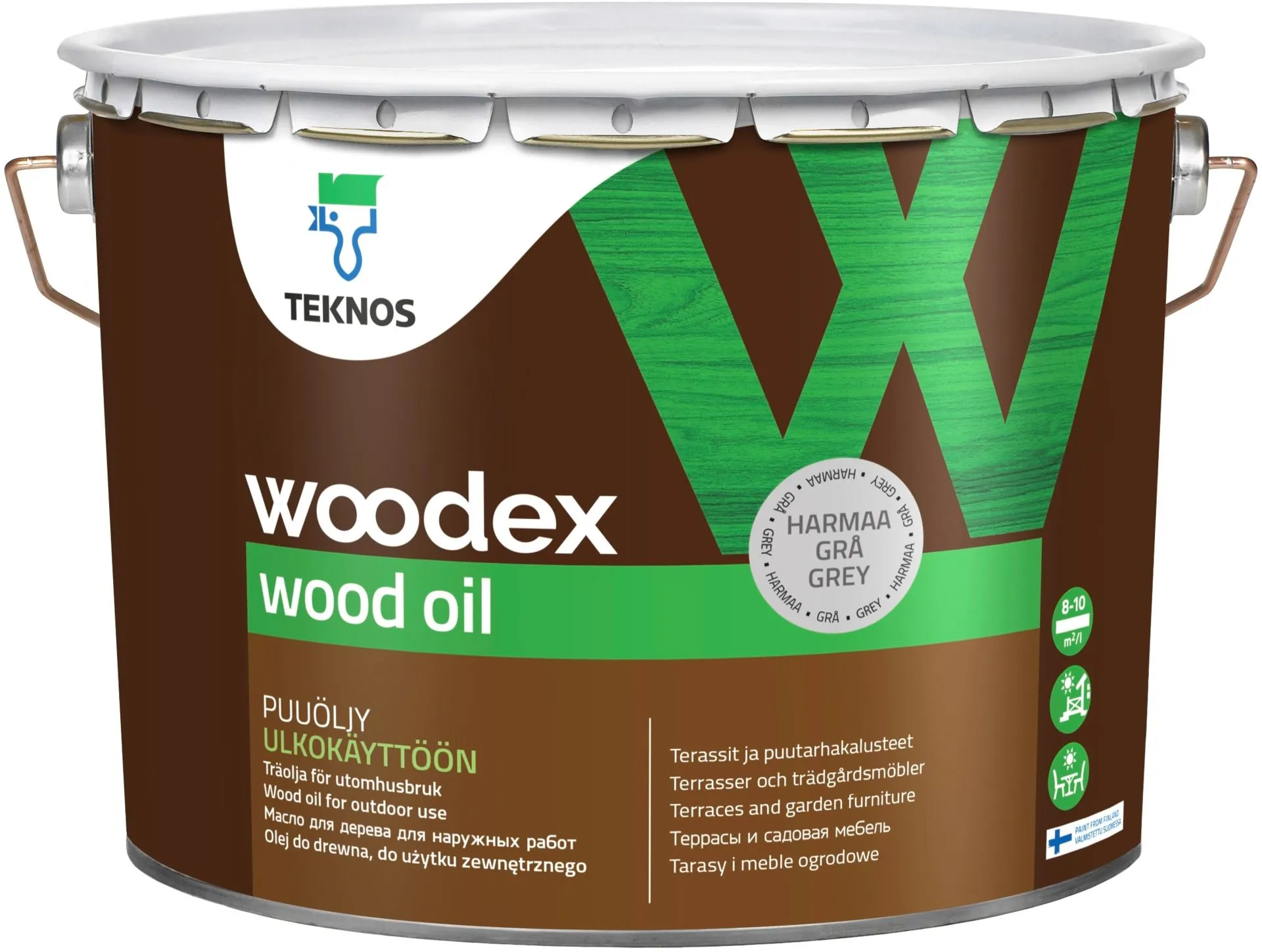 Teknos puuöljy Woodex Wood Oil  9 l harmaa