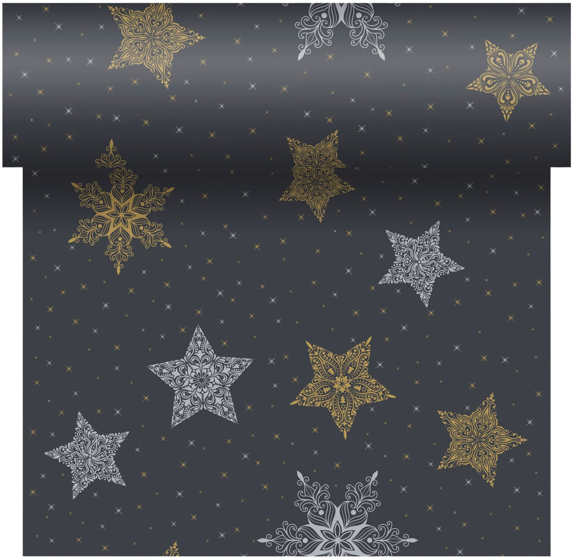 DUNI Dunicel® 0,4 x 4,8m Snowstars Black perforoitu poikkiliina