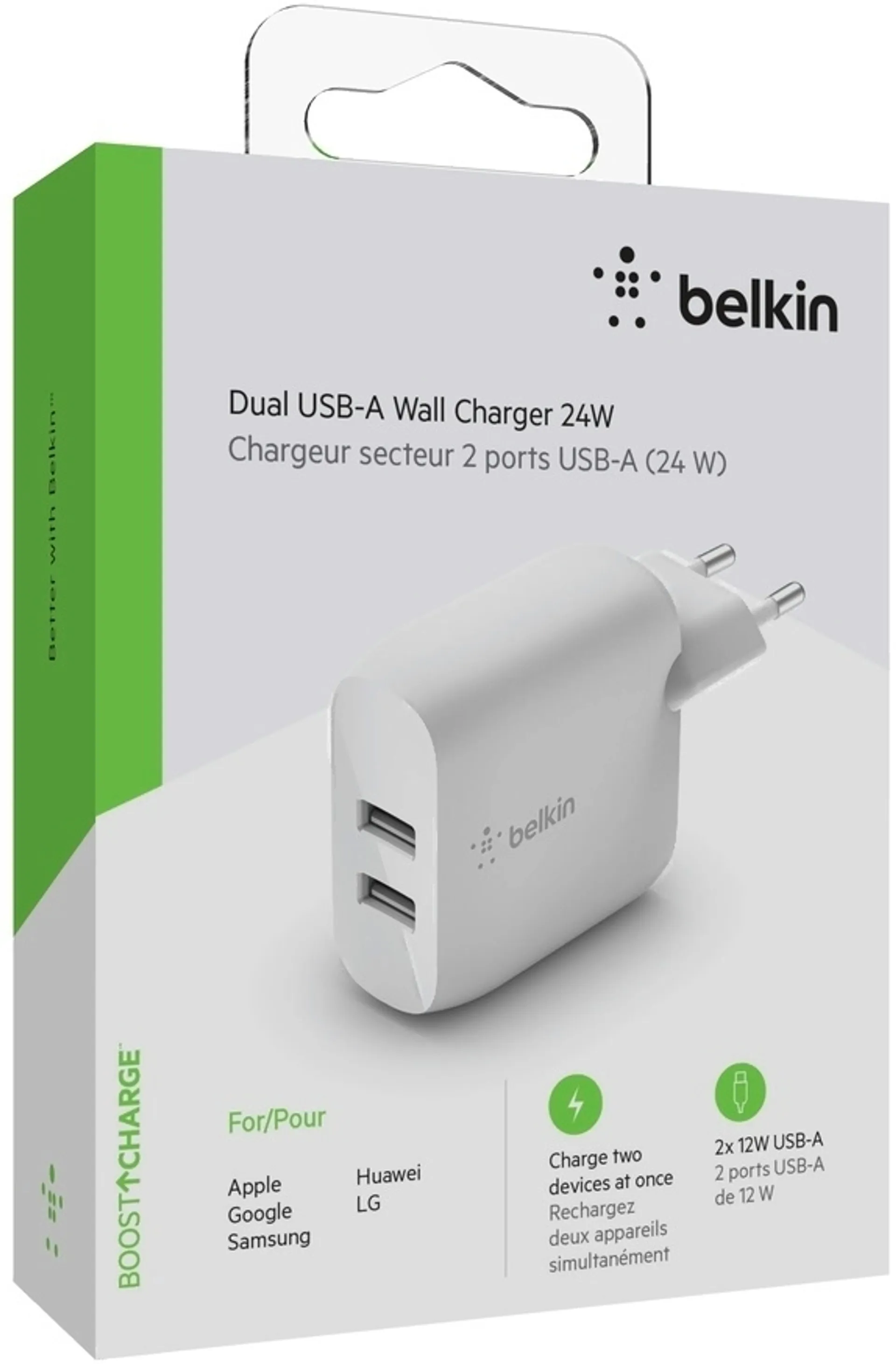 Belkin seinälaturi 2 x USB-A 24W
