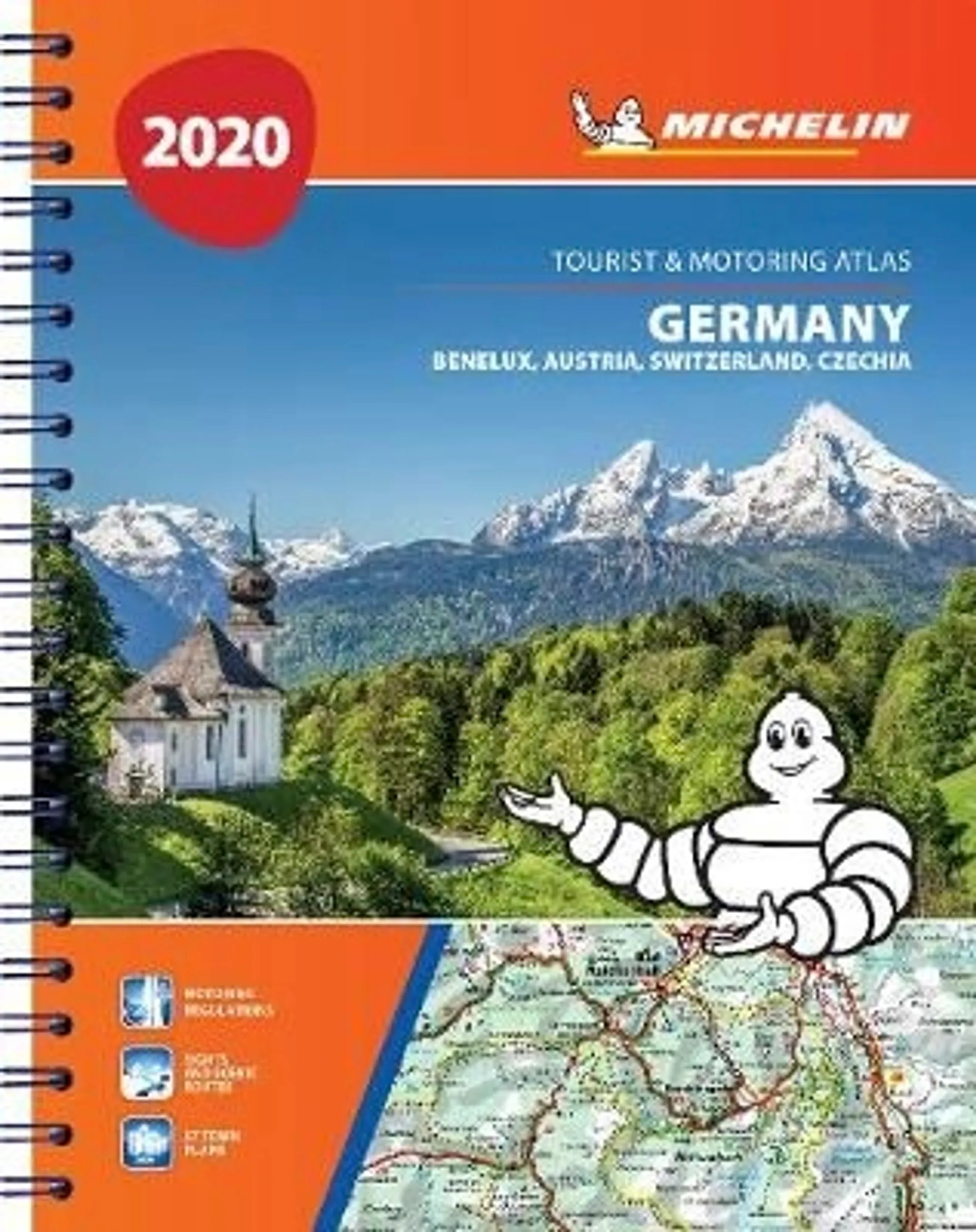 Germany, Benelux, Austria, Switzerland, Czech Republic / Saksa, Benelux, Itävalta, Sveitsi, Tsekki 2020 1:30 000/1:600 000 Michelin tiekartasto