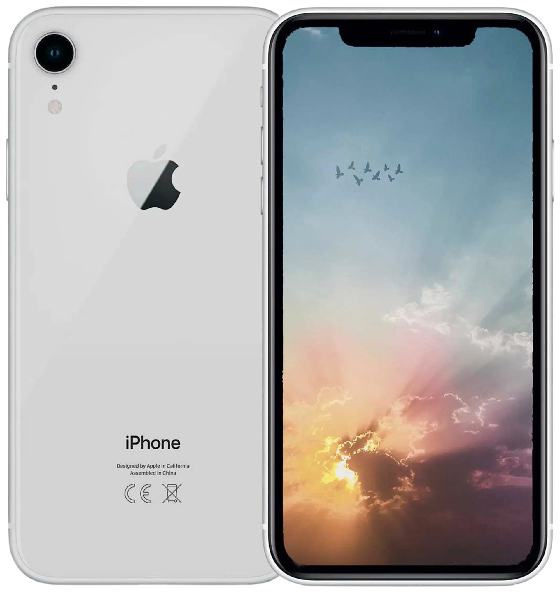 Apple iPhone XR 64GB älypuhelin Silver, tehdashuollettu, käytetty puhelin