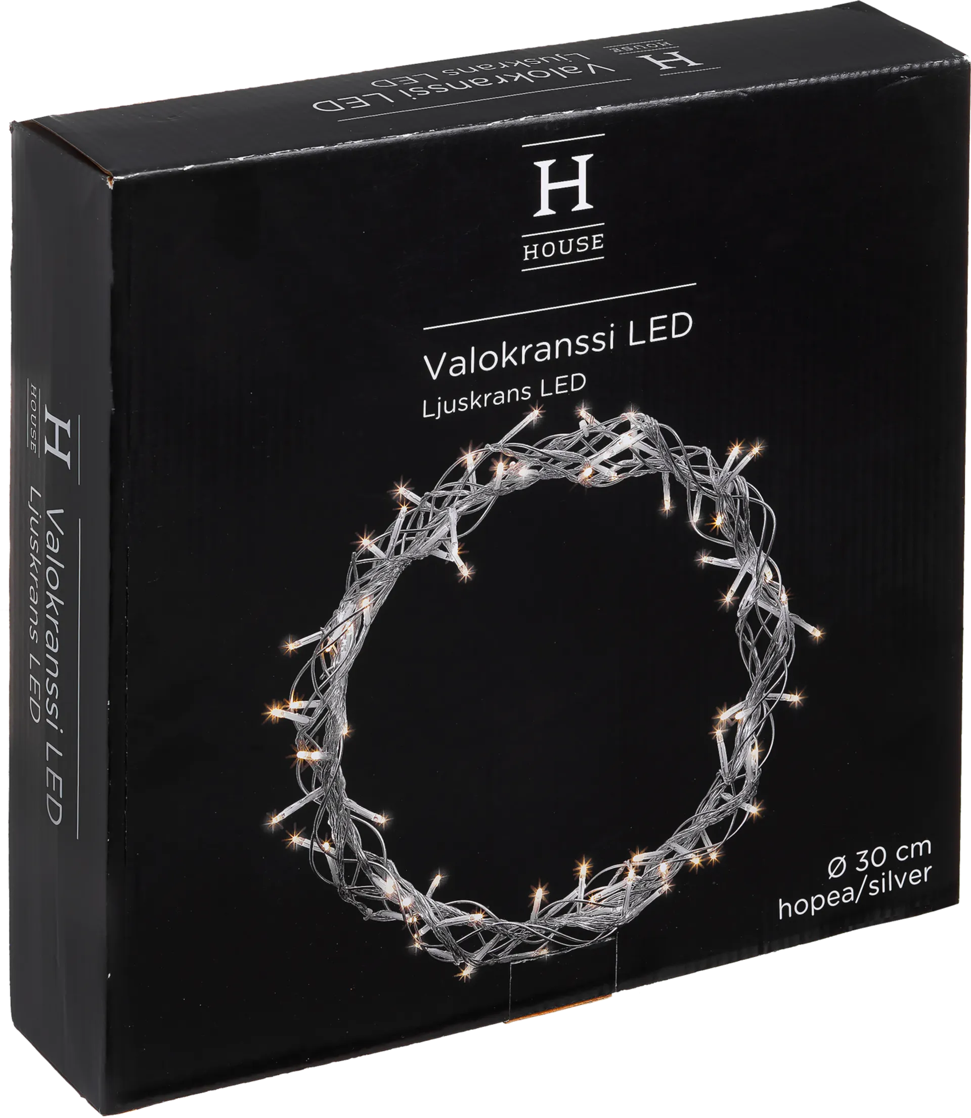 House valokranssi 30 cm 80 led hopea - 1