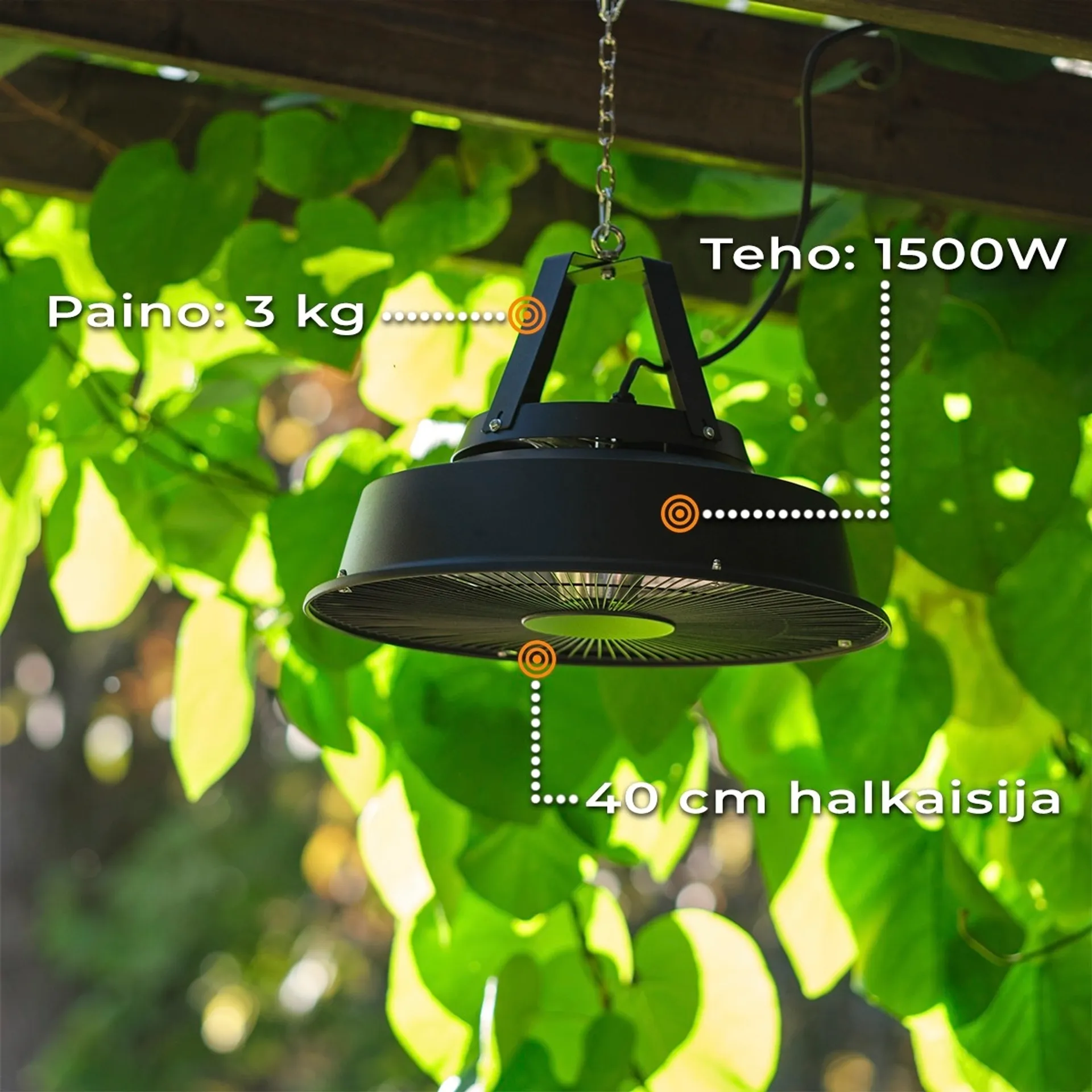 Fornorth Terassilämmitin kattoon 1500W, musta - 7