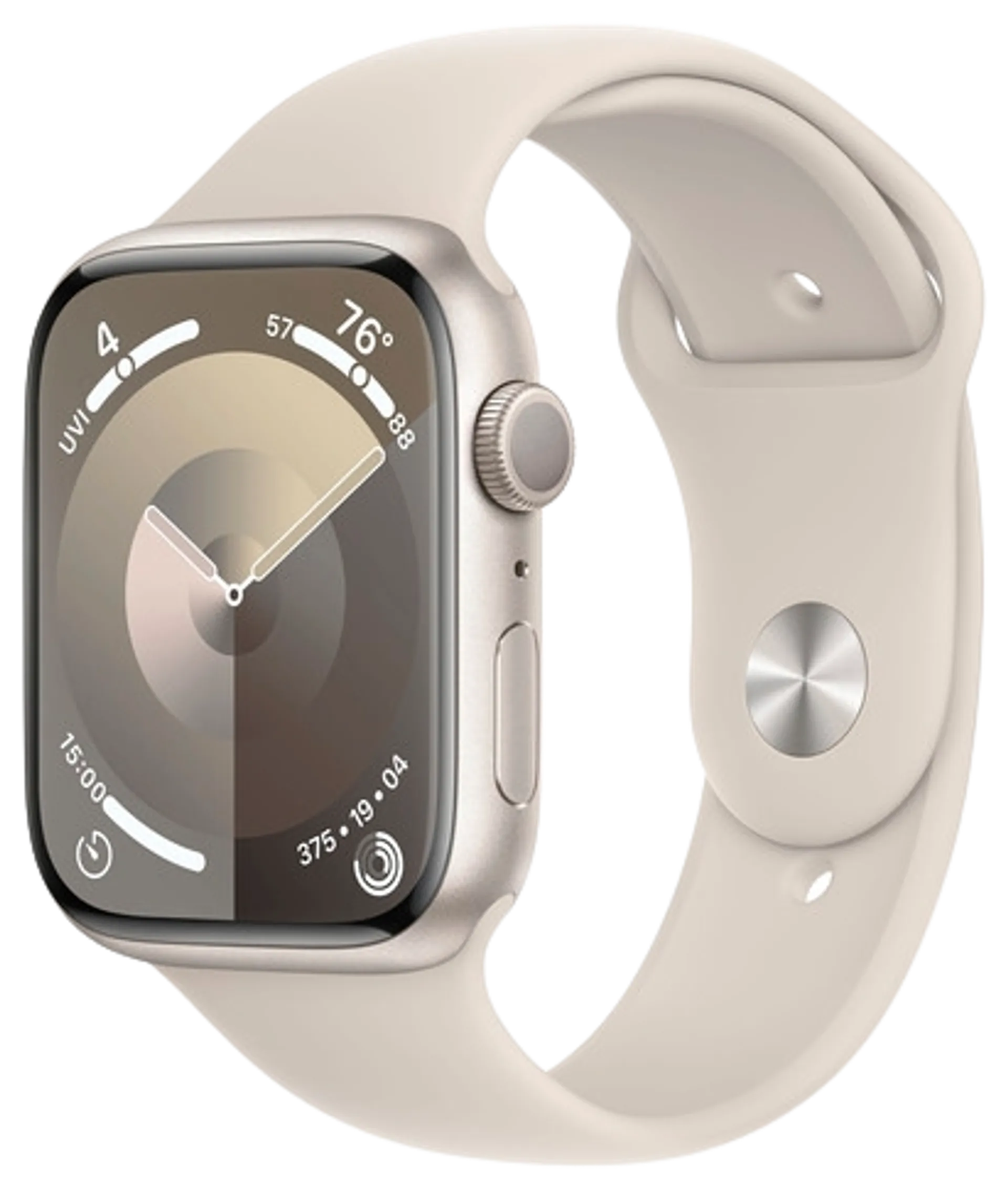 Apple watch Series 9 GPS 45mm valkoinen alumiinikotelo valkoinen urheiluranneke - M/L MR973KS/A