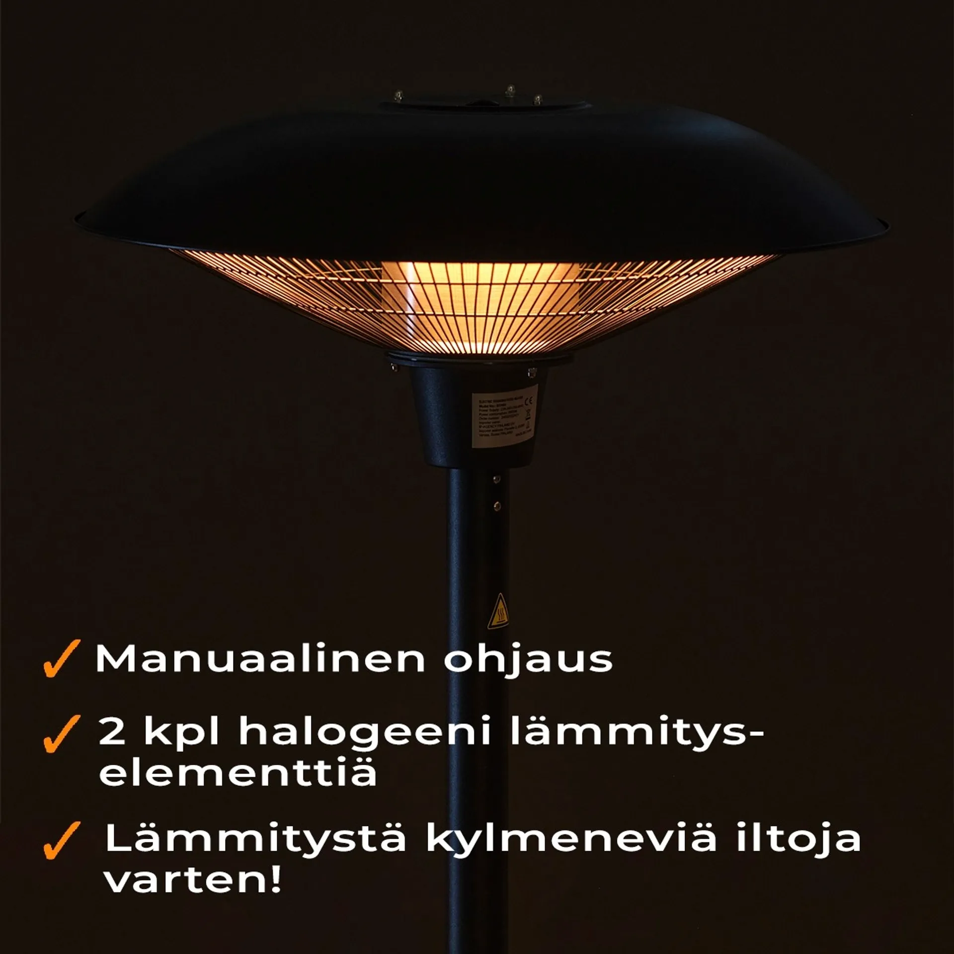 Fornorth Terassilämmitin lattiamalli Premium 2000W, musta - 8