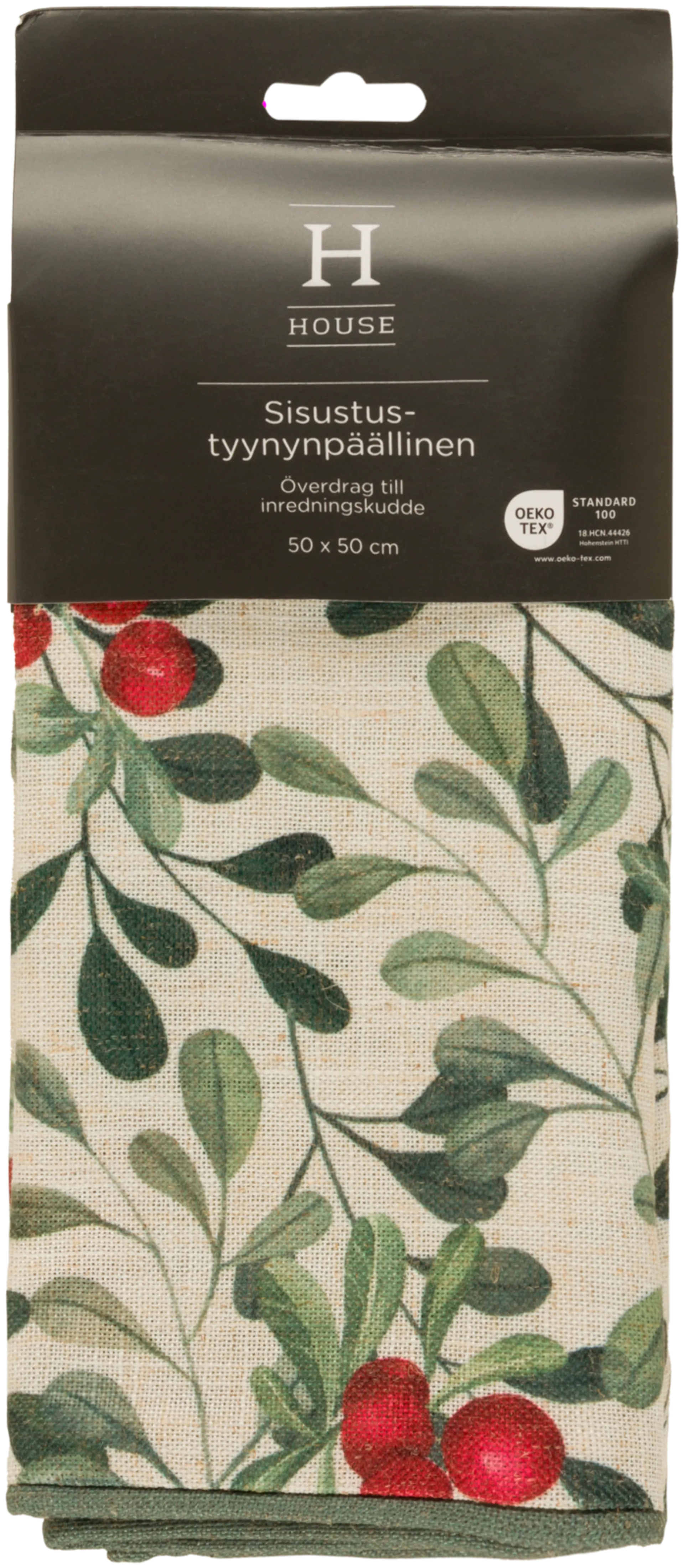 House sisustustyynynpäällinen Brandis Puolukat 50x50 cm, harmaa, punainen, valkoinen - 2