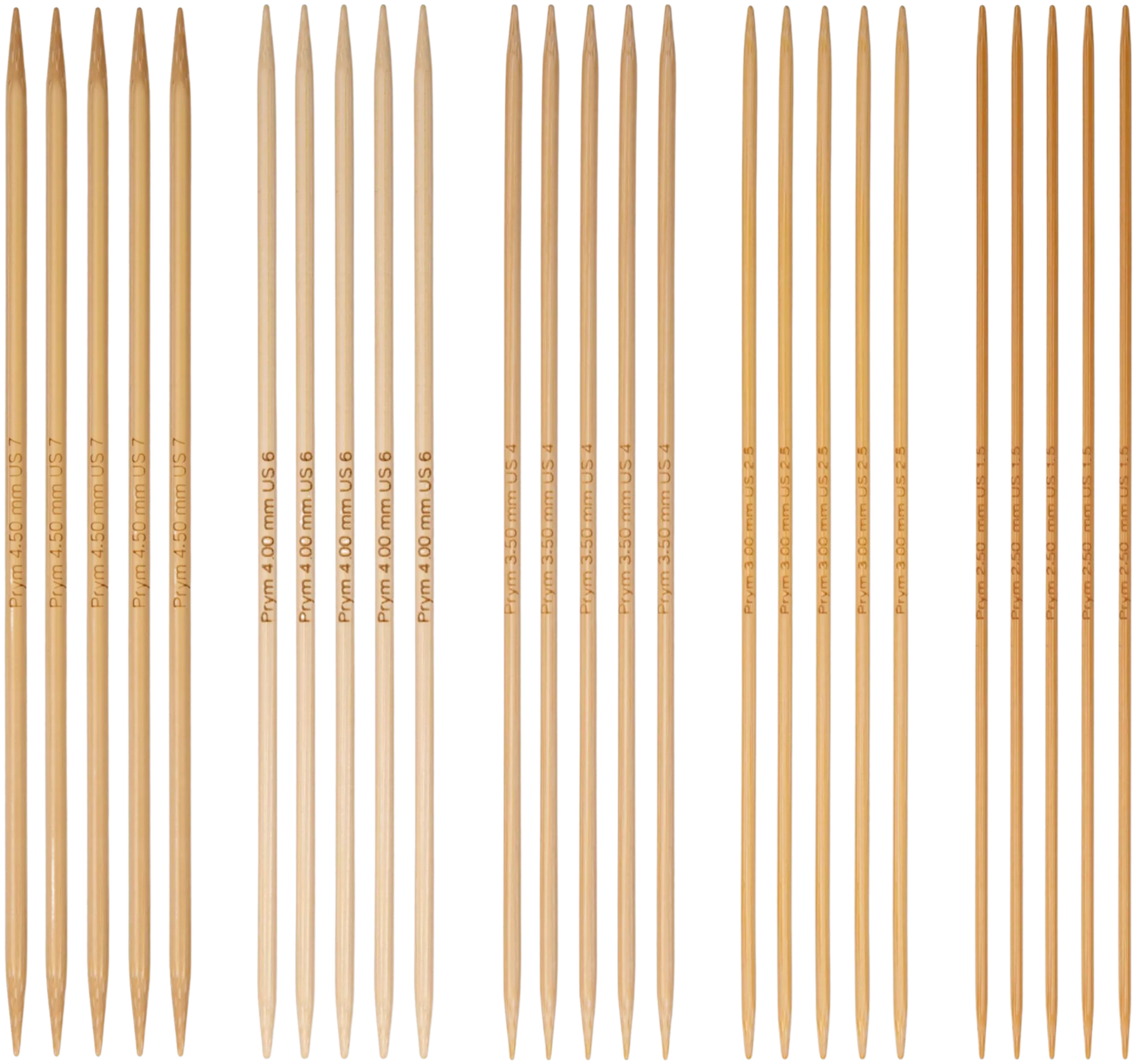 Prym sukkapuikkosetti 20cm, 5 eri kokoa,  2,5 - 3,0 - 3,5 - 4,0 - 4,5mm - 2