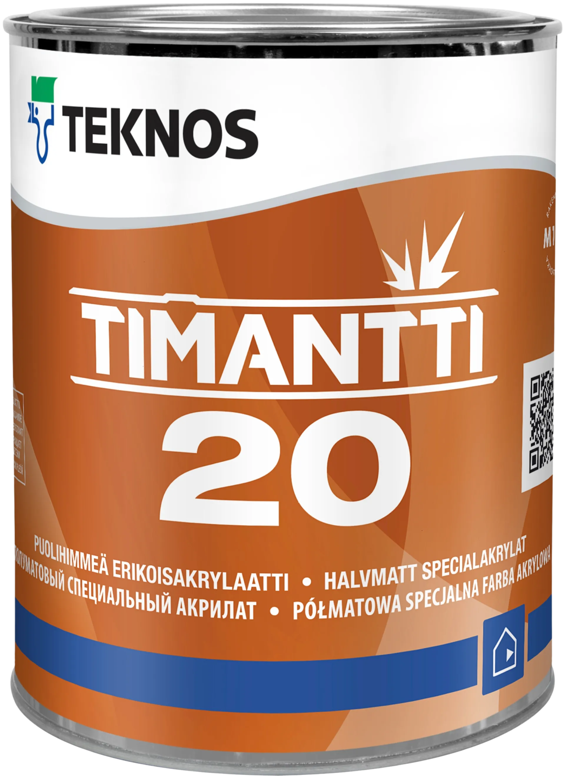 Teknos seinämaali Timantti 20 0,9 l PM1 valkoinen sävytettävissä puolihimmeä