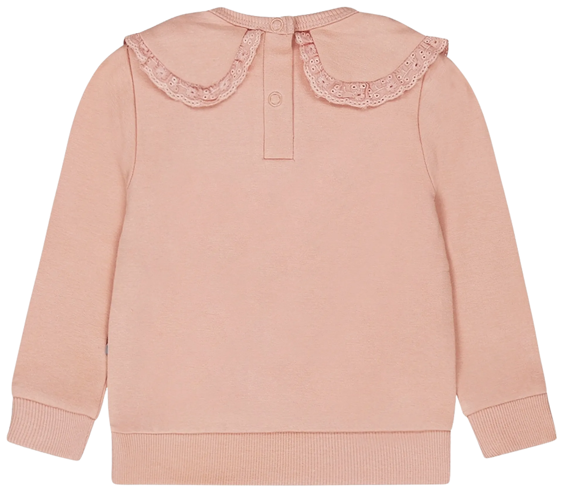 Dirkje vauvojen collegepusero, jossa pitsiröyhelöä kauluksessa Q52362 - Dusty Pink - 2