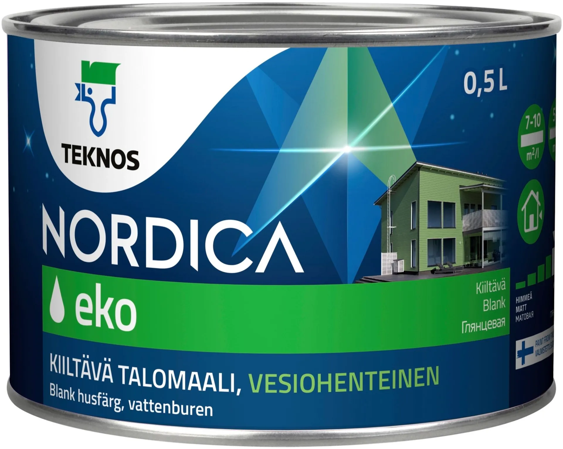 Teknos talomaali Nordica Eko 0,45 l PM1 valkoinen sävytettävissä kiiltävä