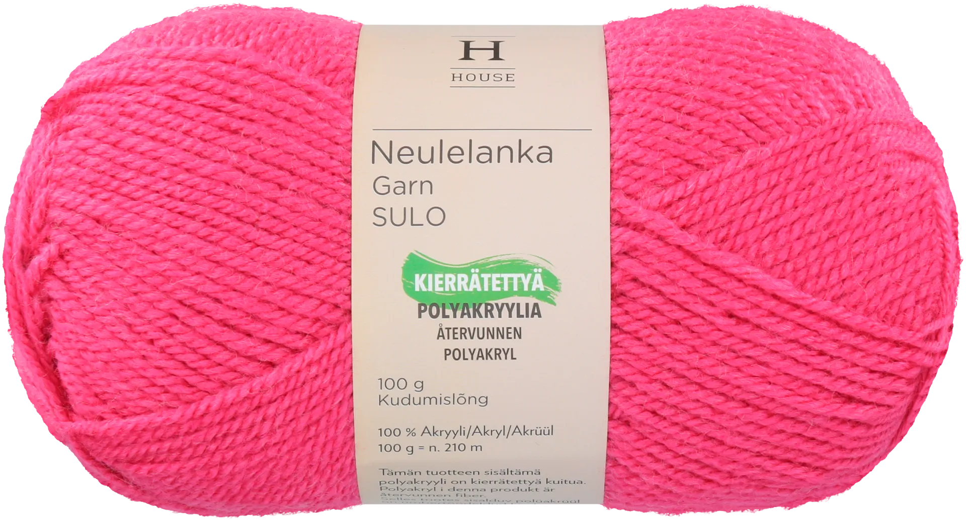 House neulelanka akryyli Sulo 100 g Rasberry Pink 10121