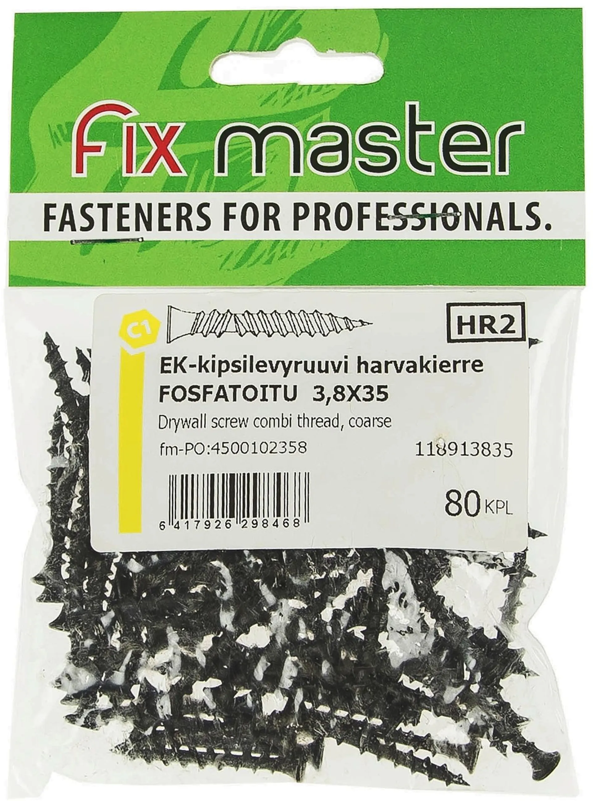 Fix Master EK-kipsilevyruuvi harvakierre 3,8X35 80kpl