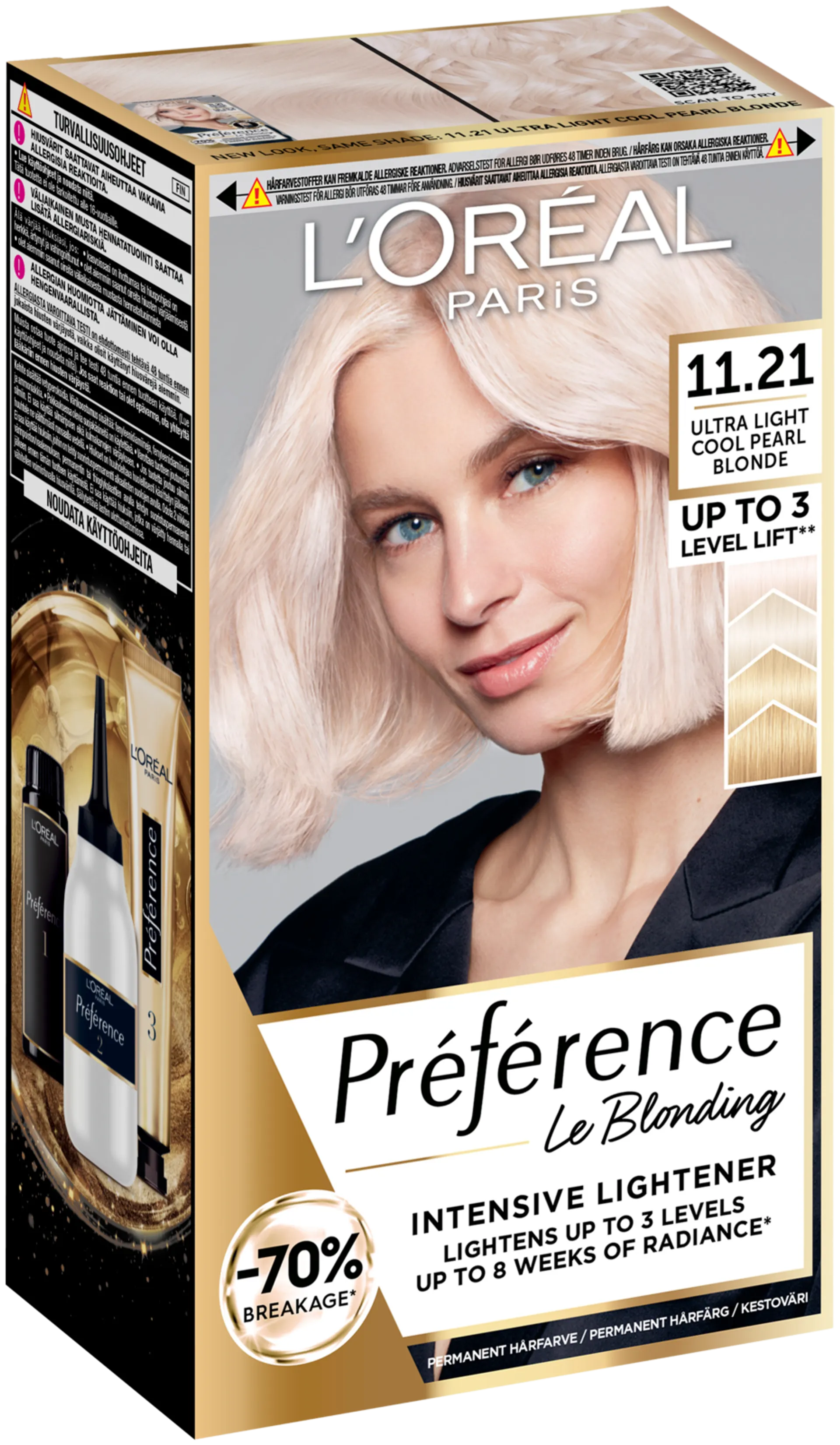 L'Oréal Paris Préférence Le Blonding 11.21 Ultra Light Extra Light Cool Crystal Blonde Erittäin kirkas viileä kristallinvaalea kestoväri 1kpl - 2