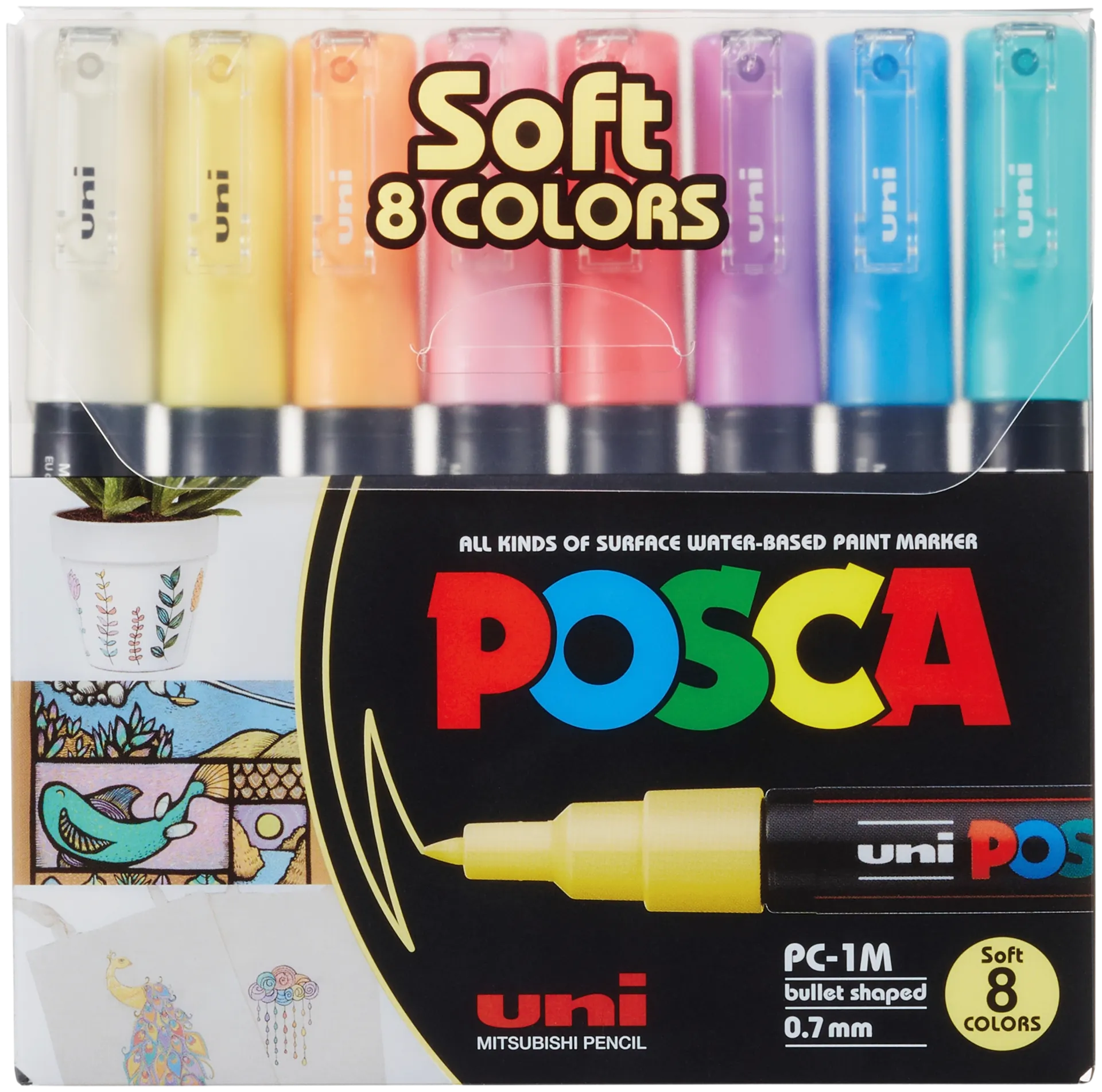 POSCA Marker 8 kpl PC-1M 0,7-1mm pastel