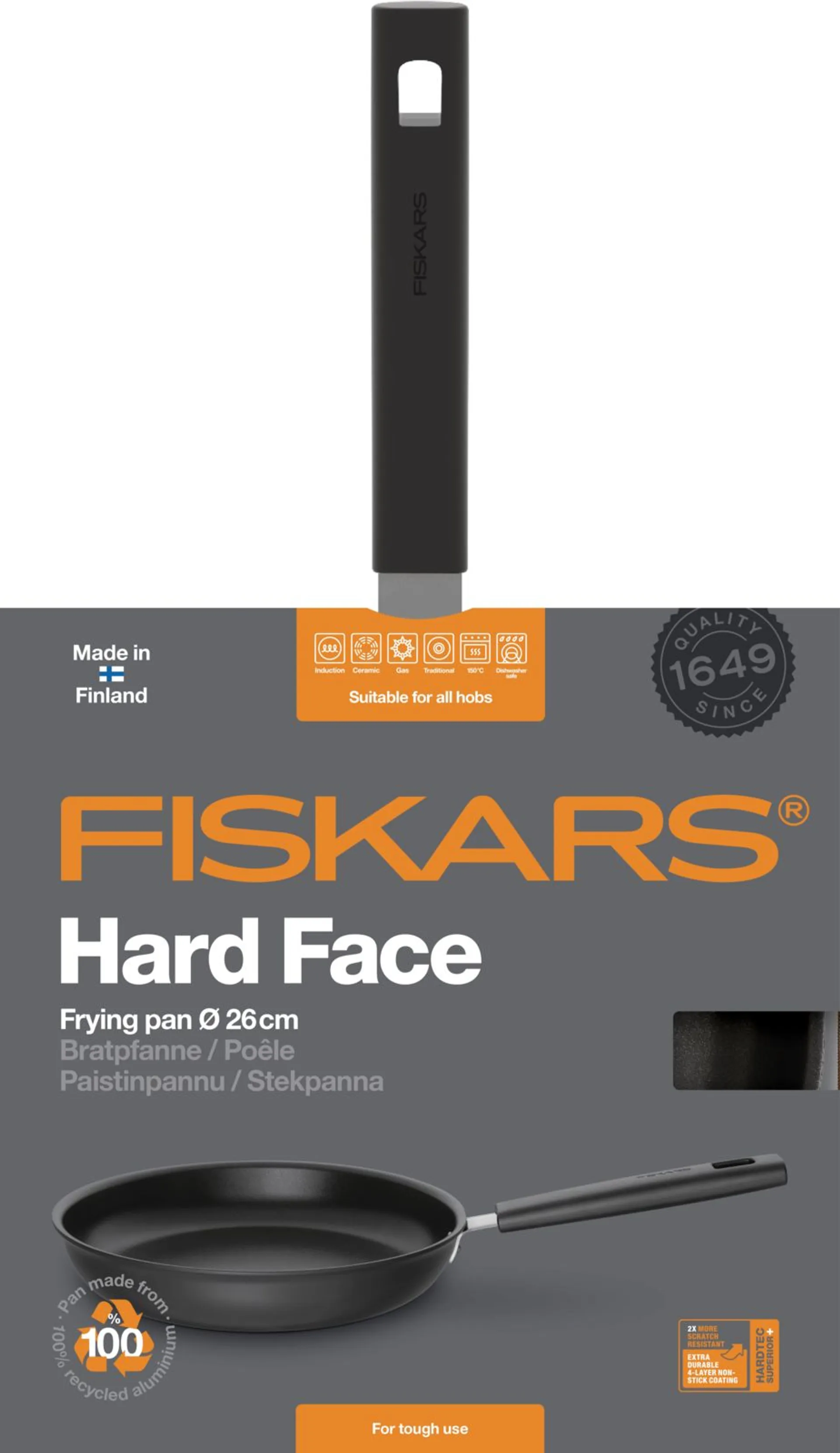 Fiskars Hard Face paistinpannu 26 cm, musta - 2