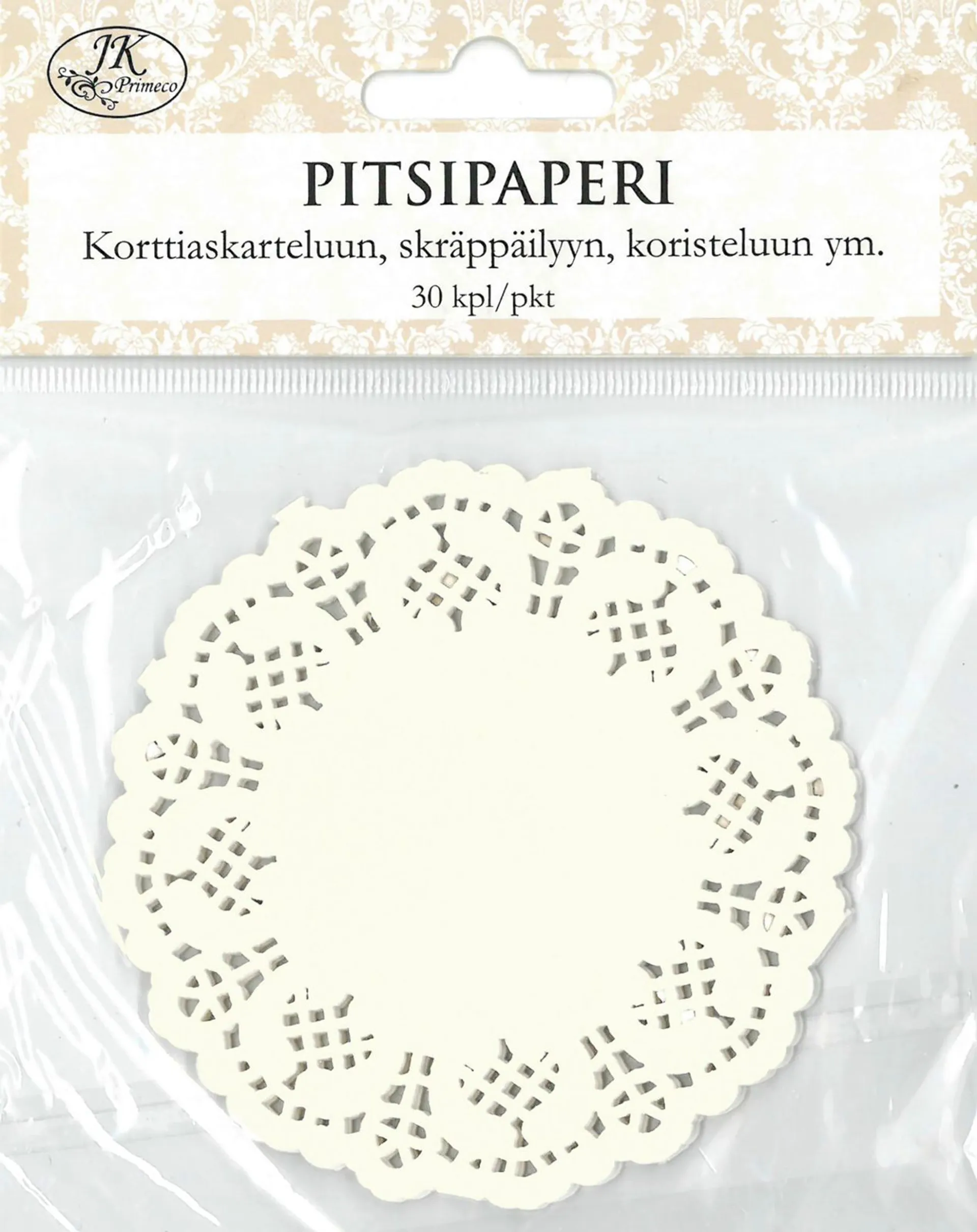 J.K. Primeco pitsipaperi ympyrä valkoinen 30kpl/pkt