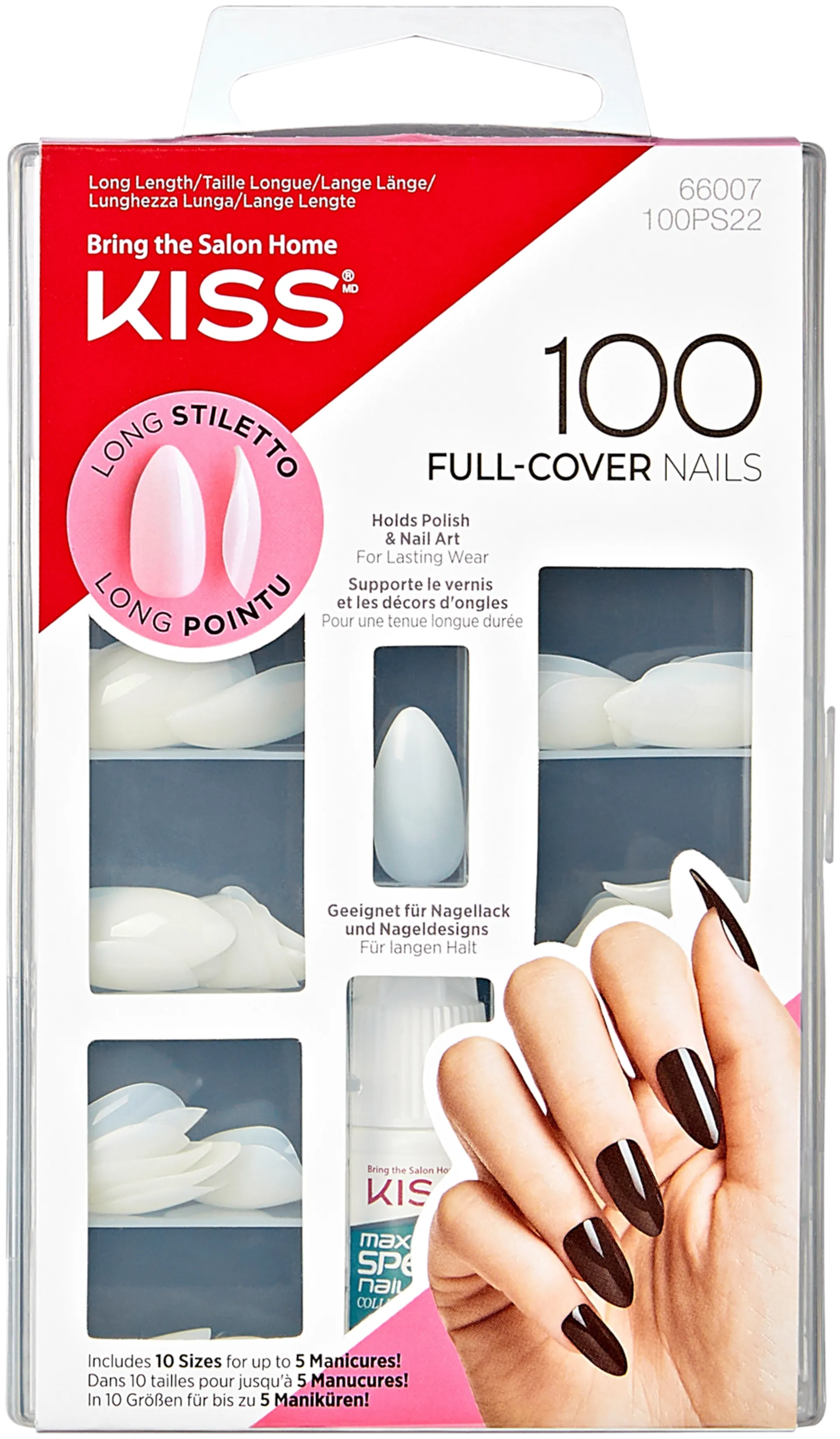 Kiss Nails Long Siletto Nails 100 kpl, 100PS22 - 1