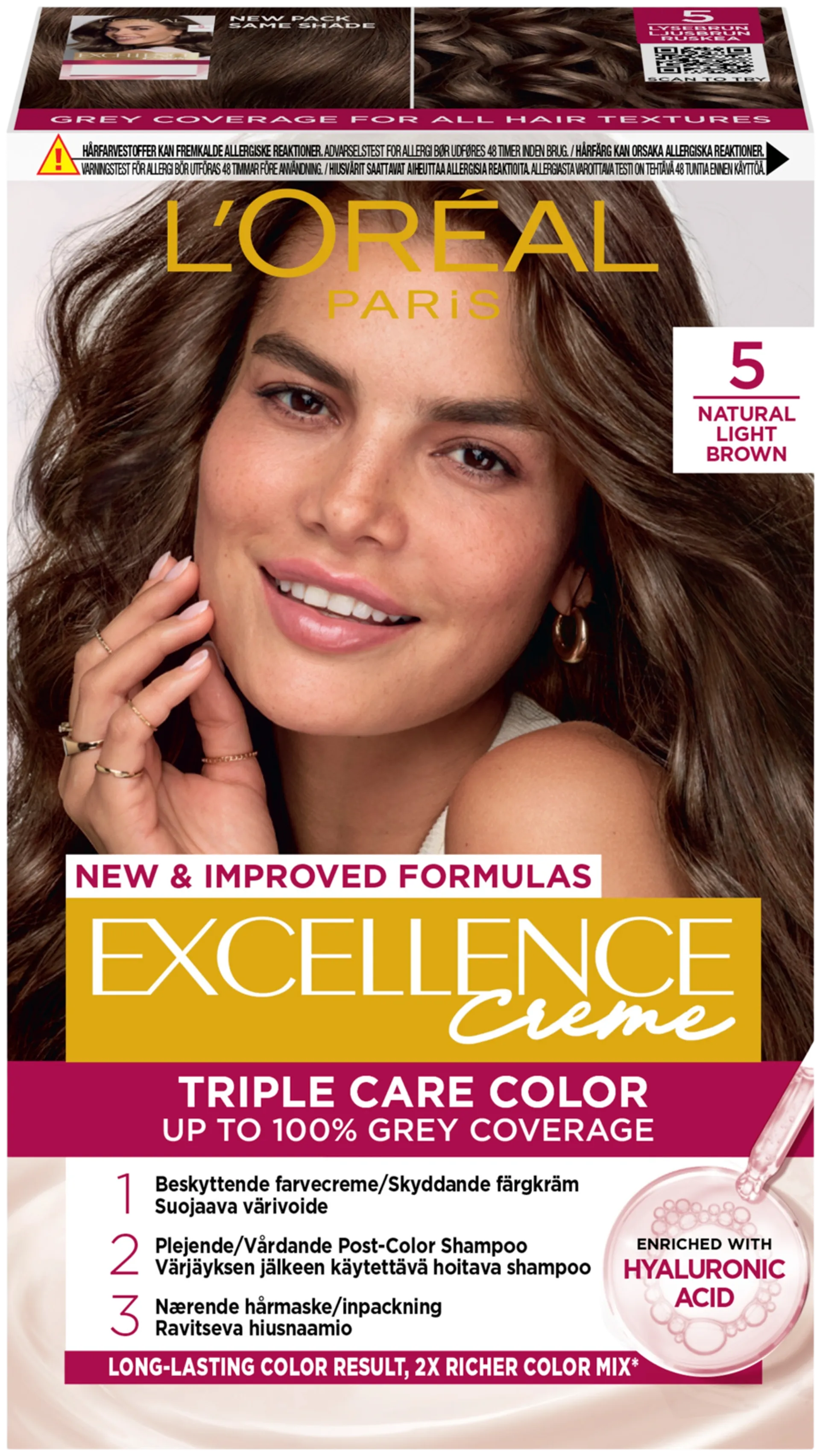 L'Oréal Paris Excellence Creme 5 Natural Light Brown Ruskea kestoväri 1kpl