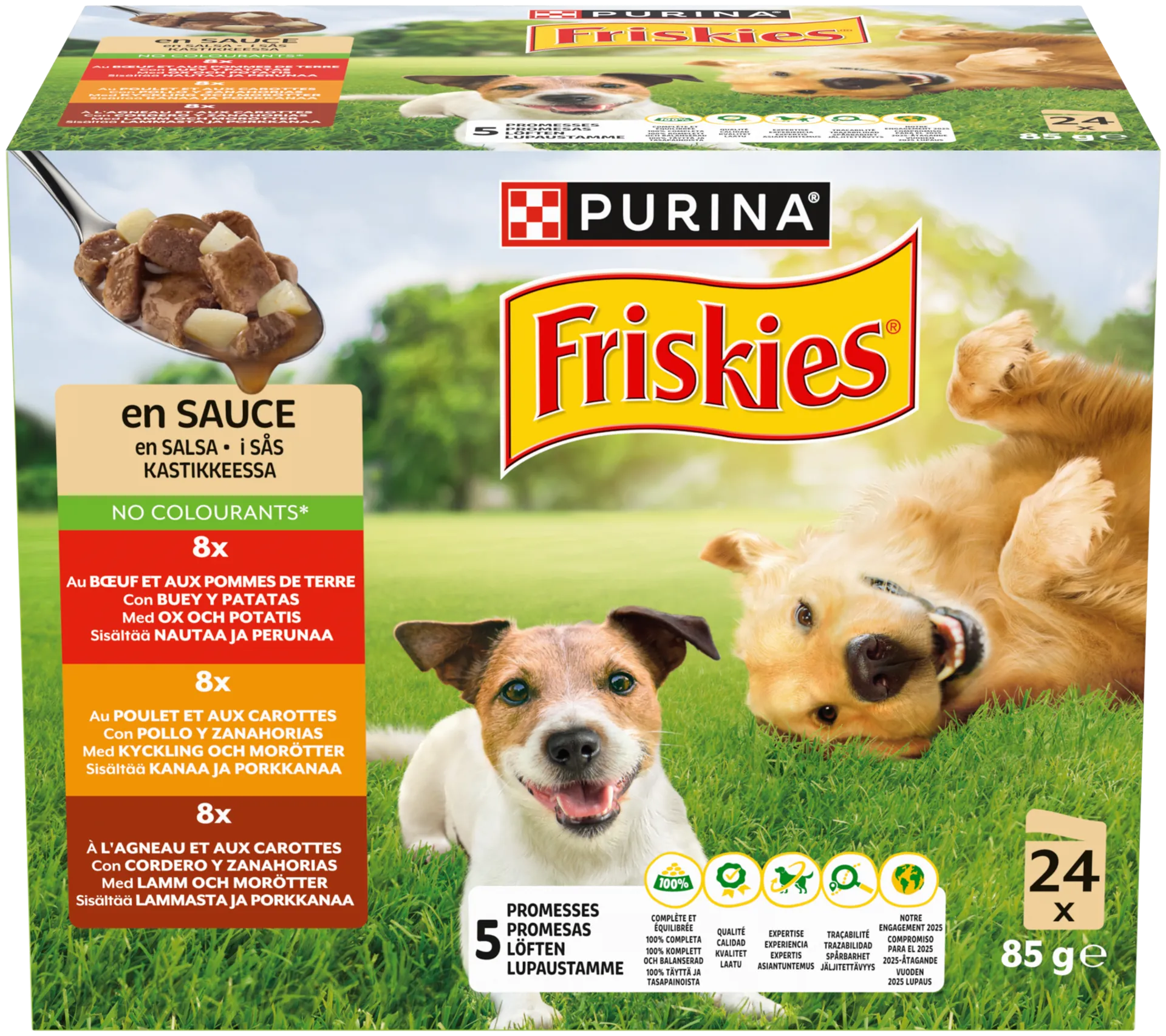 Friskies 24x85g adult nautaa, lammasta ja kanaa kastikkeessa lajitelma 3 varianttia