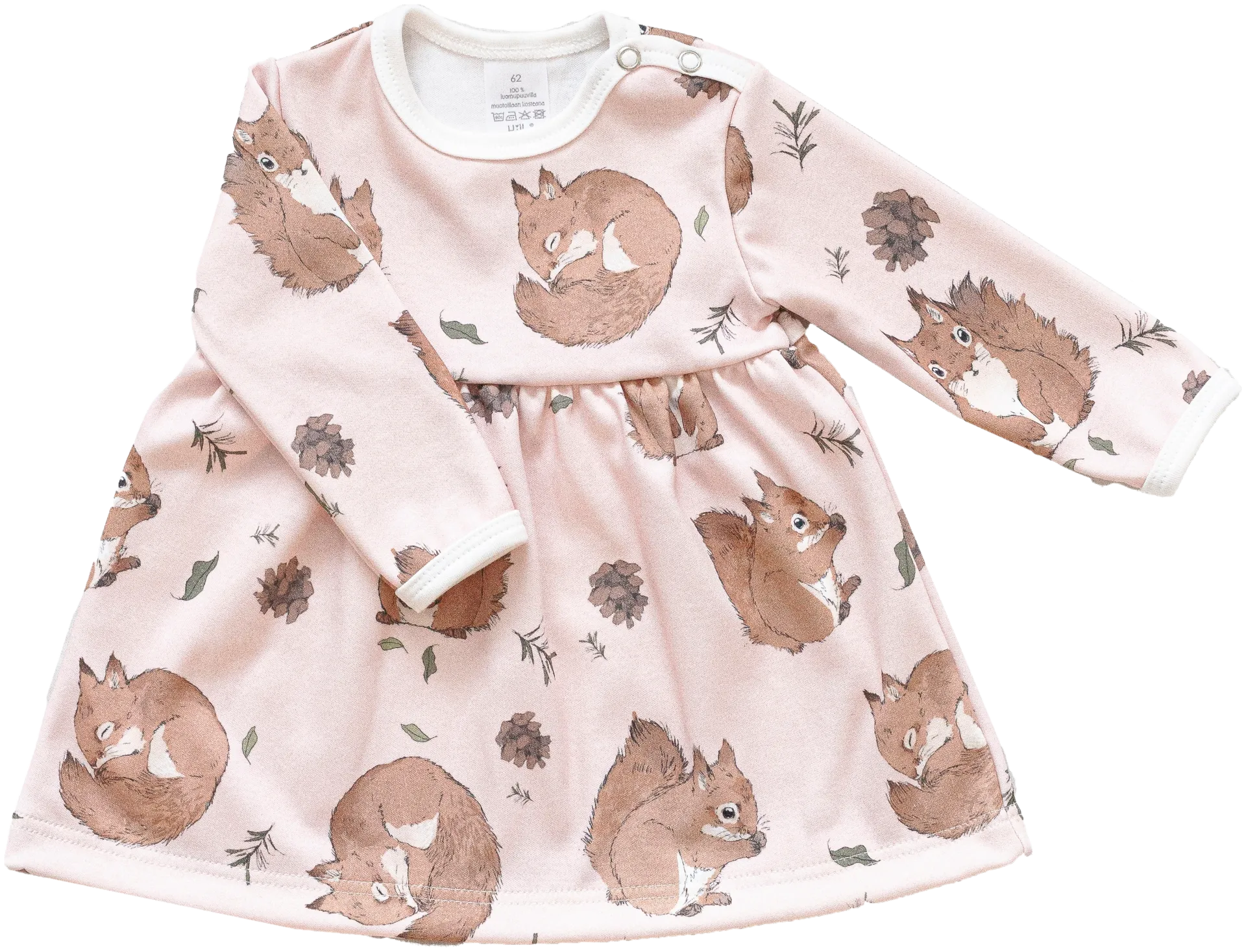 Hilla Clothing vauvojen mekko Oravakaveri - Vaaleanpunainen