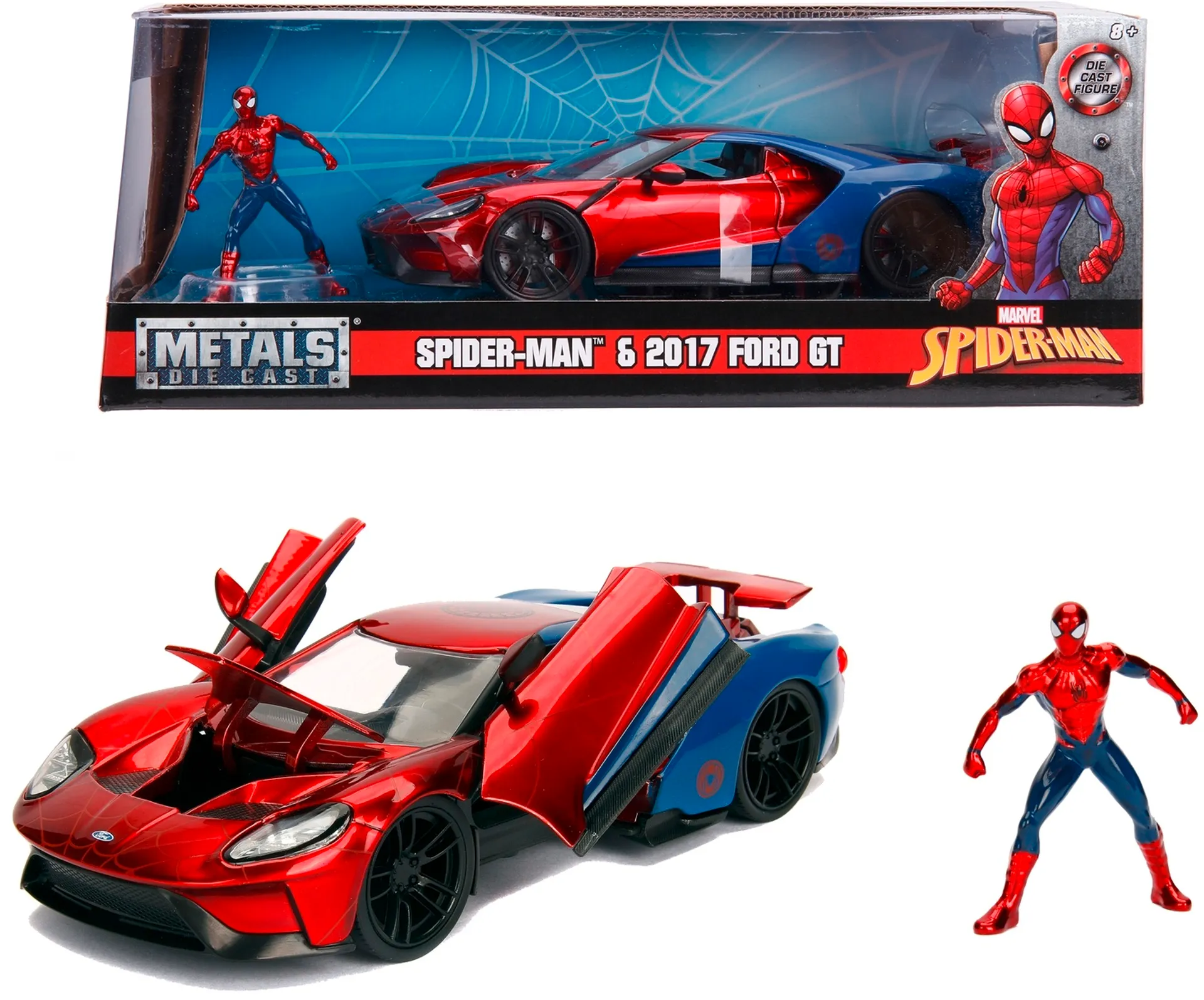 Jada Marvel Spider-Man ja 2017 Ford GT, 20 cm, 1:24, die-cast - 1