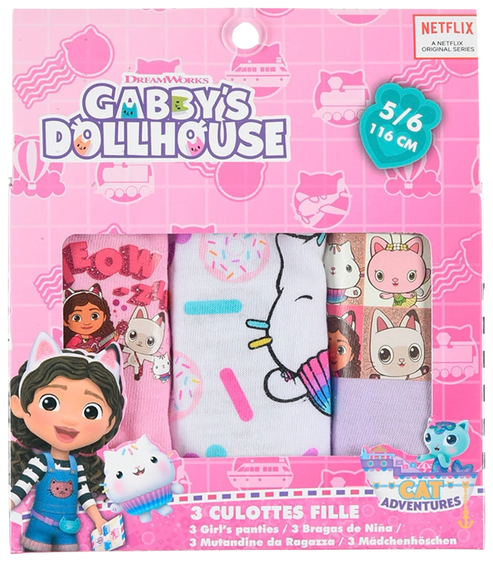 Gabby's dollhouse lasten brief alushousut 3-pack EX3056 - fuxia