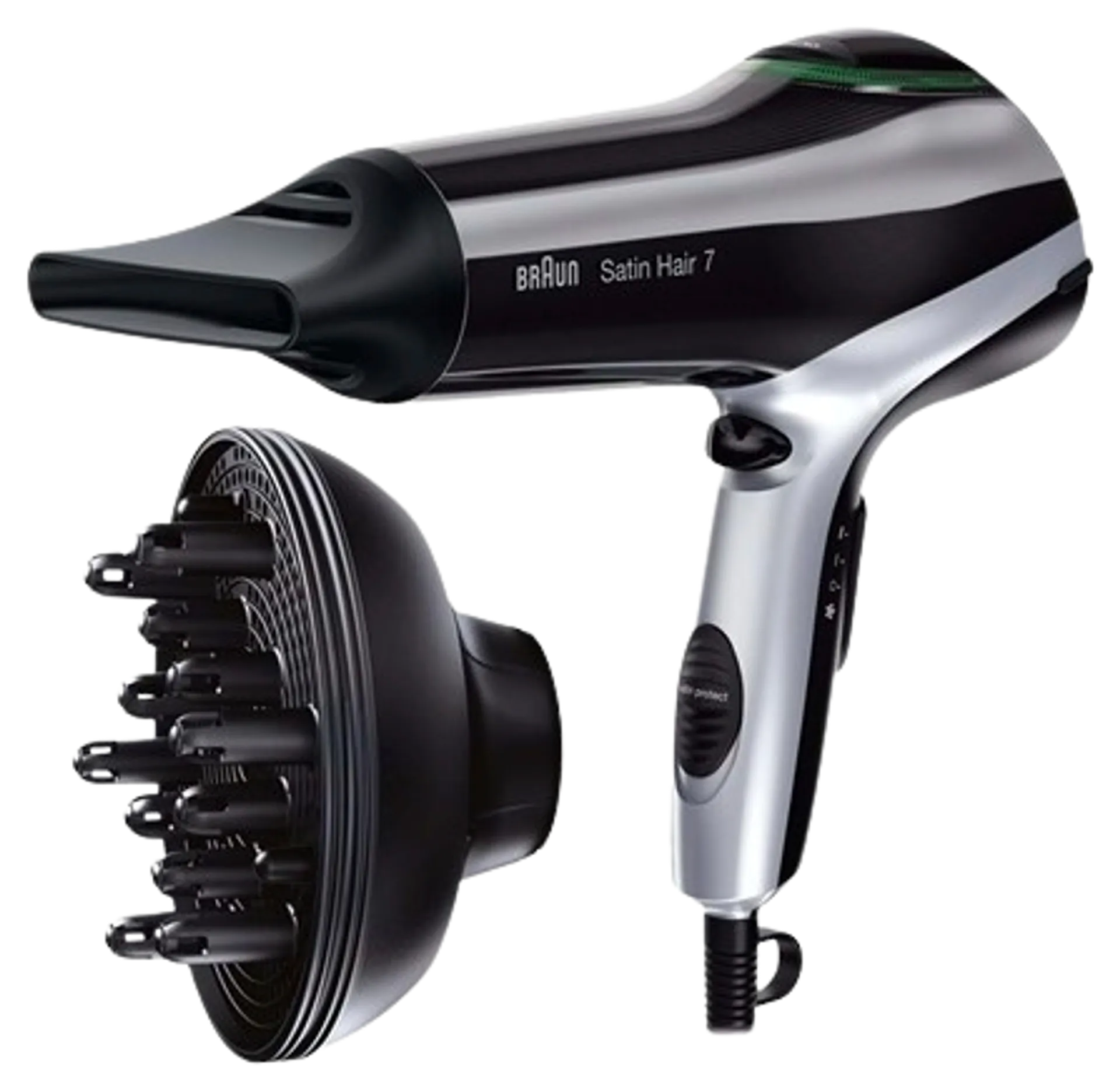 BRAUN HIUSTENKUIVAIN HD730 2200W, 3 lämpöasetusta. Satin Ion-tekniikan tuottama ionivirta rauhoittaa hiusta, vähentää pörröisyyttä ja staattisuutta antaen hiusten luonnollisen kauneuden ja kiillon - 2
