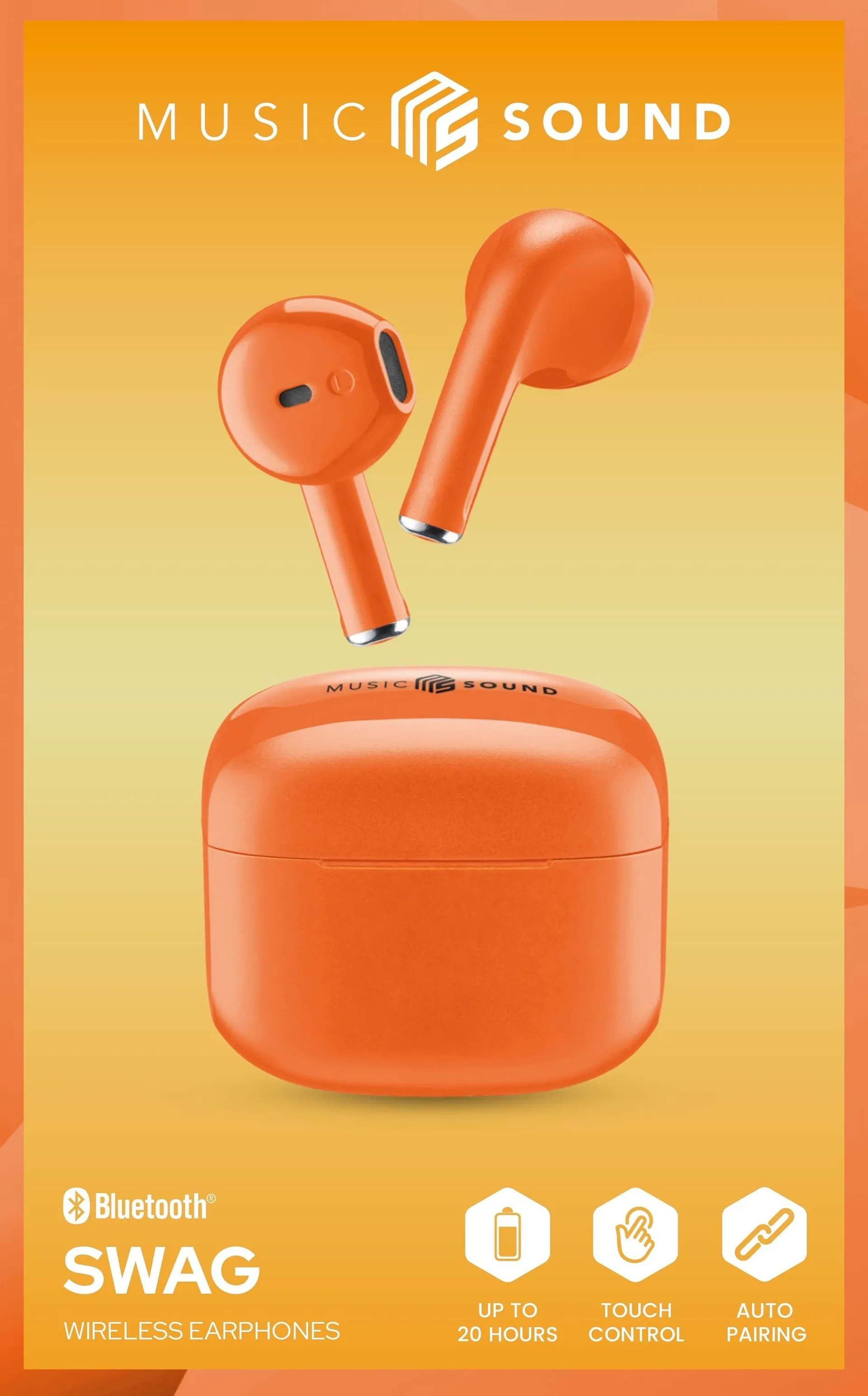 MusicSound Bluetooth nappikuulokkeet Swag oranssi - 1