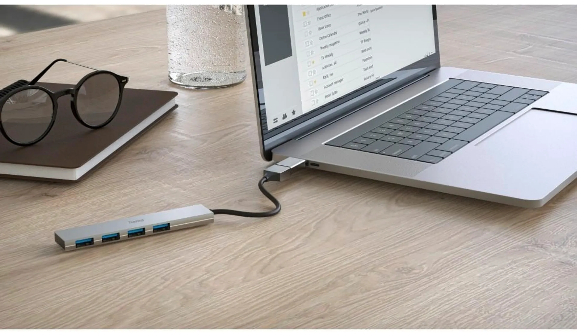 Hama USB-hubi, 4-porttinen, USB-A uros, USB-C adapteri, 4 x USB-A, USB 3.2 Gen 1, 5 Gbit/s, Ultra-slim, 0,15 m - 5