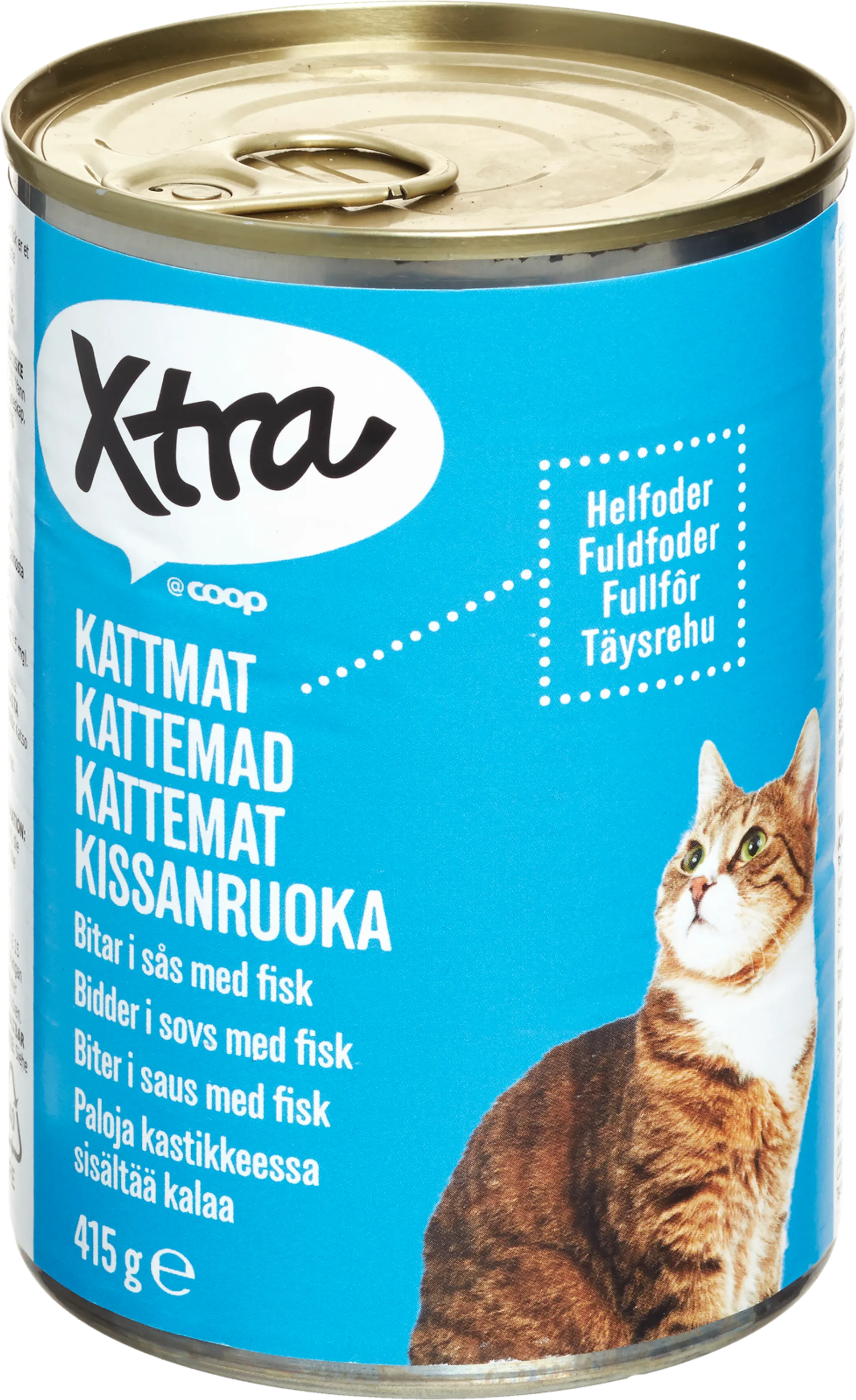 Xtra kissanruoka paloja kastikkeessa, sisältää kalaa 415 g
