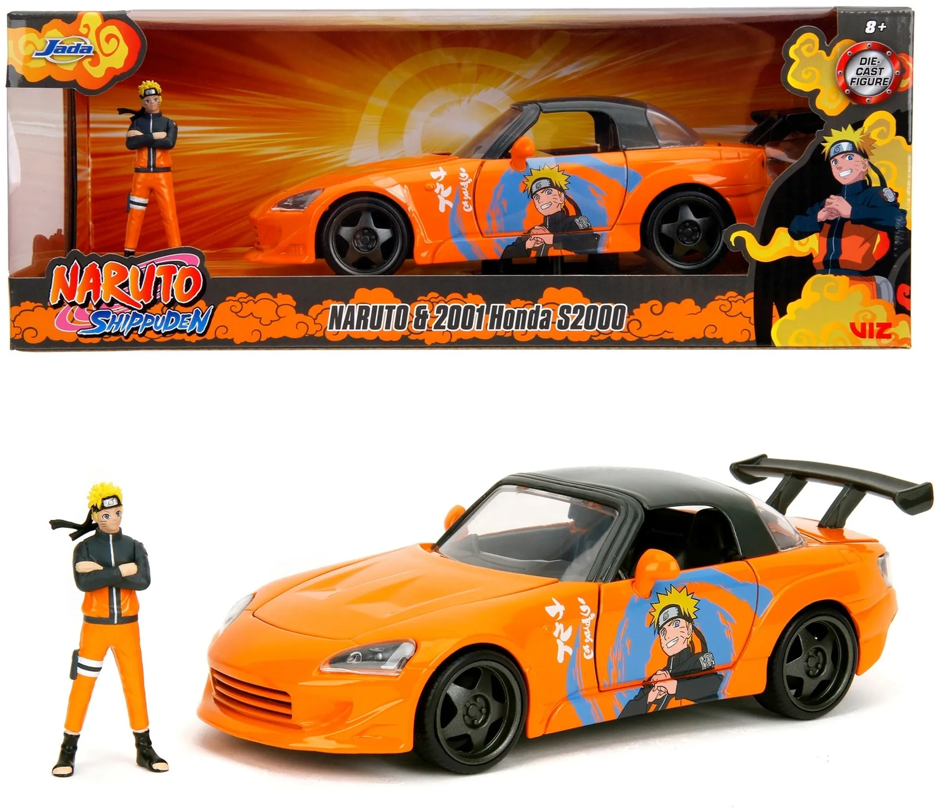 Jada Naruto Shippuden: Naruto ja 2001 Honda S2000, 20 cm, 1:24, die-cast - 1