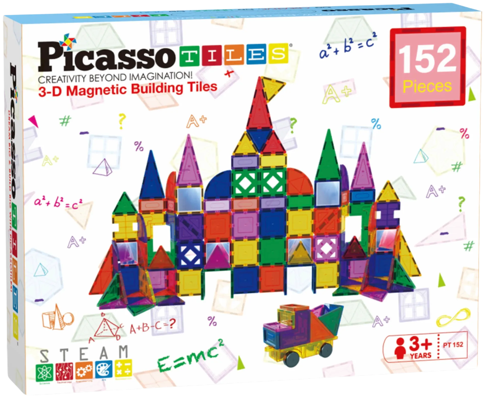 PicassoTiles lelu magneettinen rakennussetti 152 osaa - 1