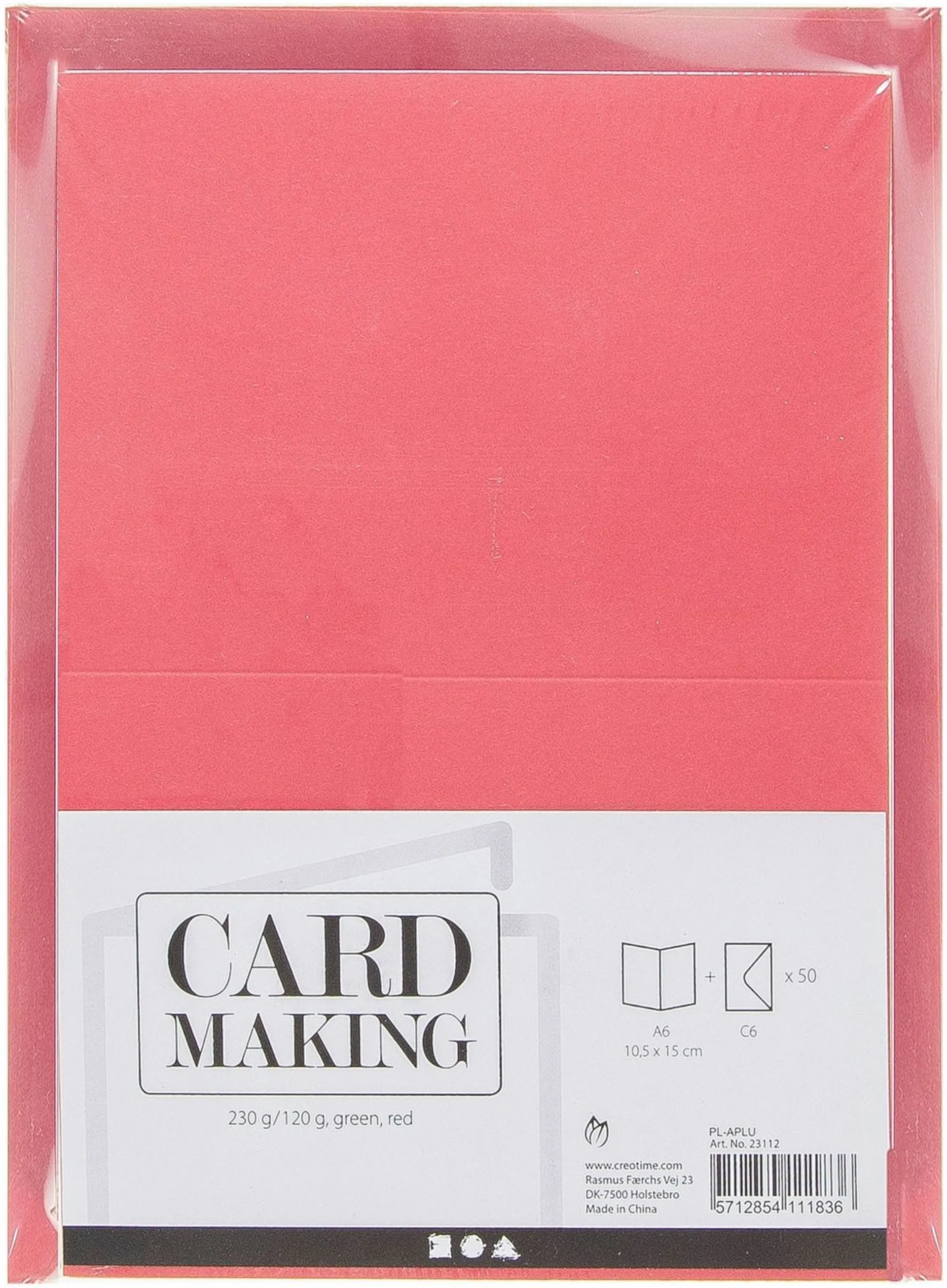 Nellen korttipohja ja kirjekuoripakkaus punainen/vihreä 50kpl