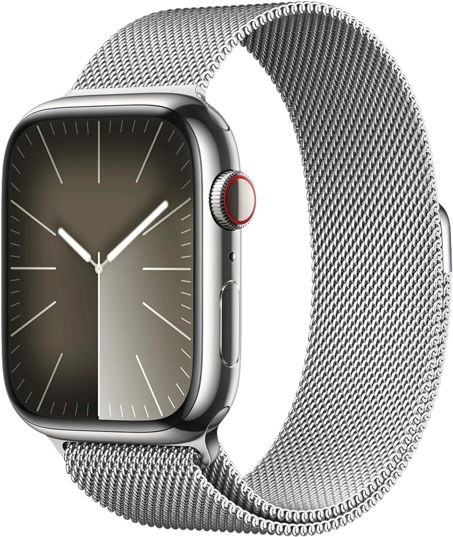 Apple watch Series 9 GPS + Cellular 45mm hopeinen teräskotelo hopeinen Milanese ranneke MRMQ3KS/A