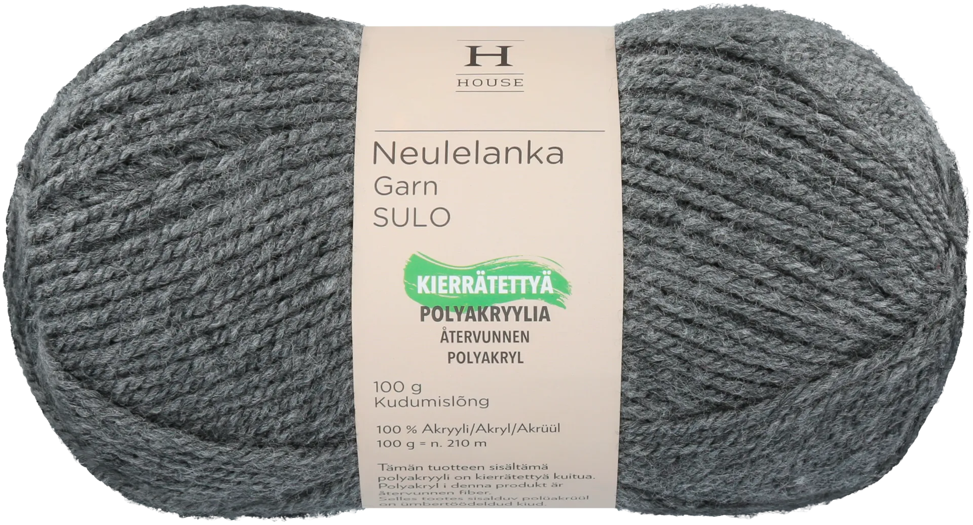 House neulelanka akryyli Sulo 100 g Dark Gray Melange 193