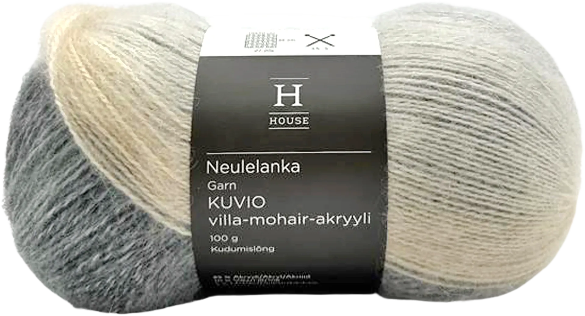 House neulelanka Kuviot villa-mohair-akryyli 100 g Light grey/dark grey 28092