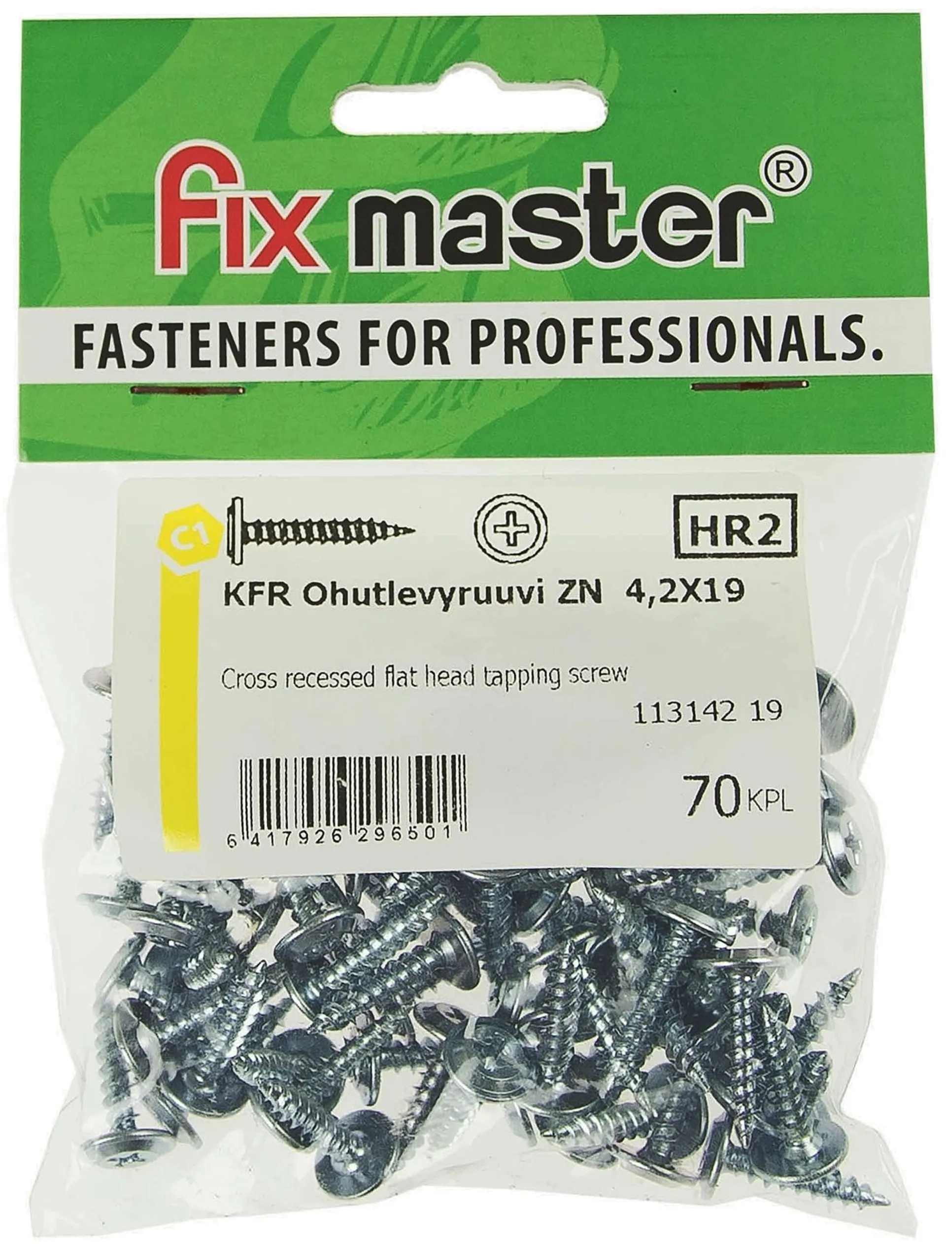 Fix Master KFR ohutlevyruuvi 4,2X19 sinkitty 70kpl