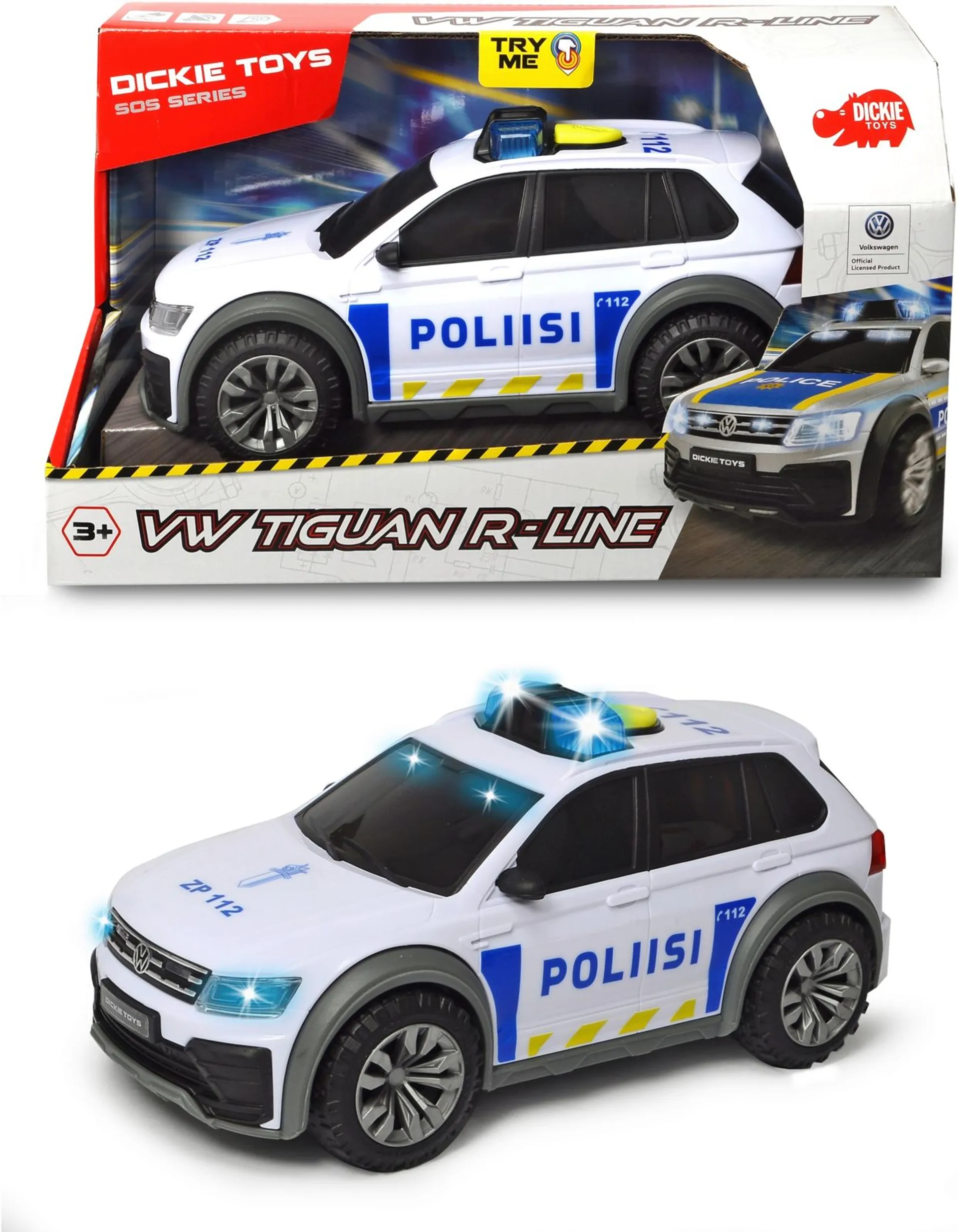 Dickie Toys poliisiauto VW Tiguan R-Line suomalainen
